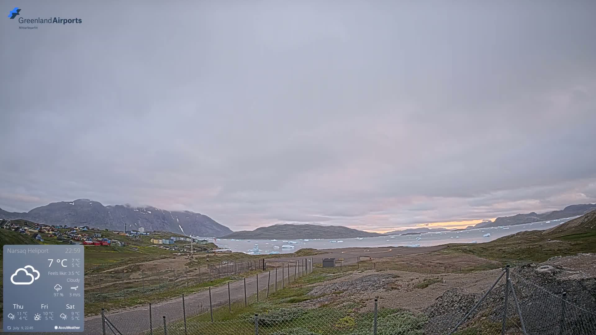 Narsaq Village & Heliport Live Cam - Narsaq, Kujalleq, Greenland, Denmark