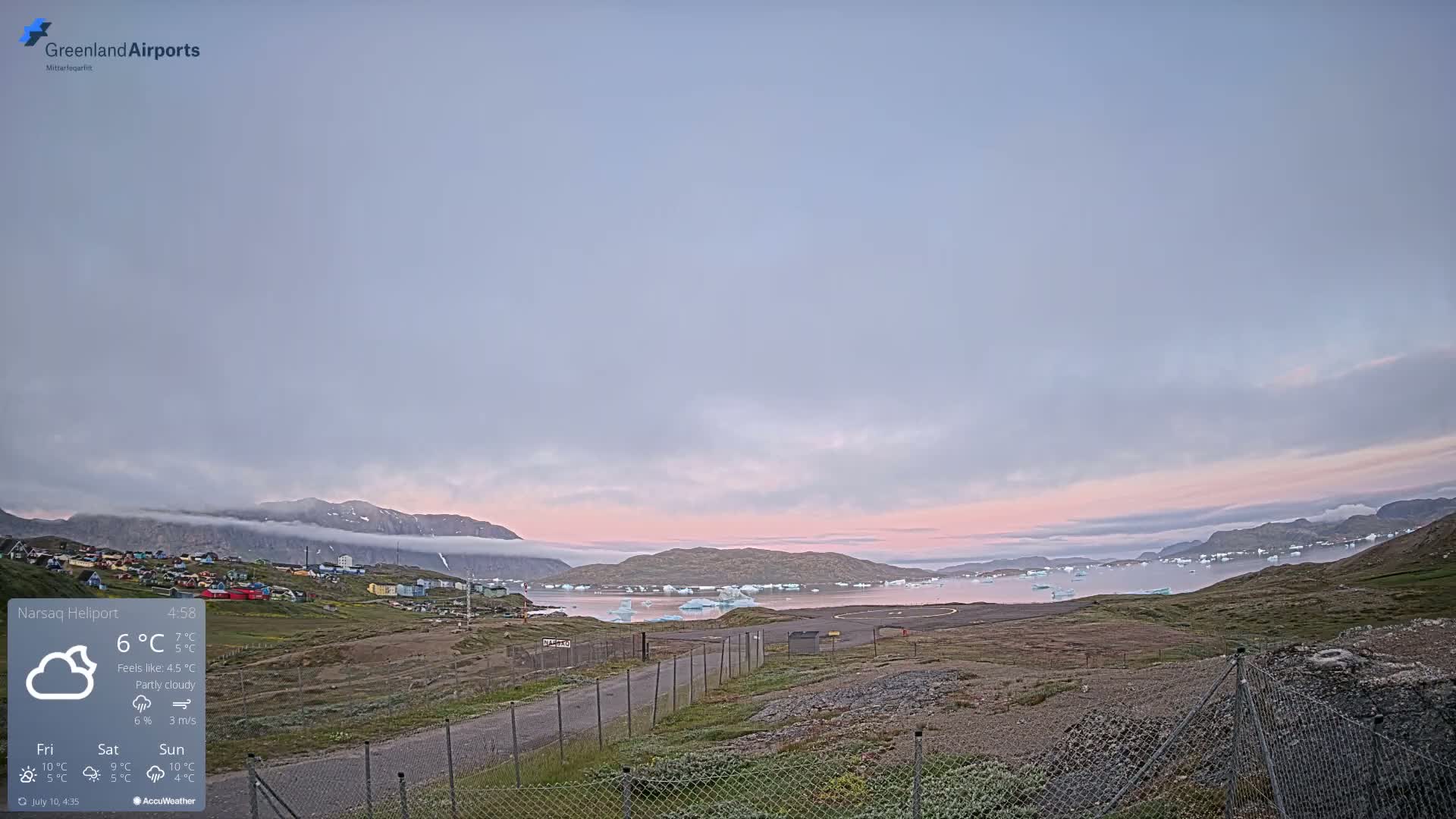 Narsaq Village & Heliport Live Cam - Narsaq, Kujalleq, Greenland, Denmark