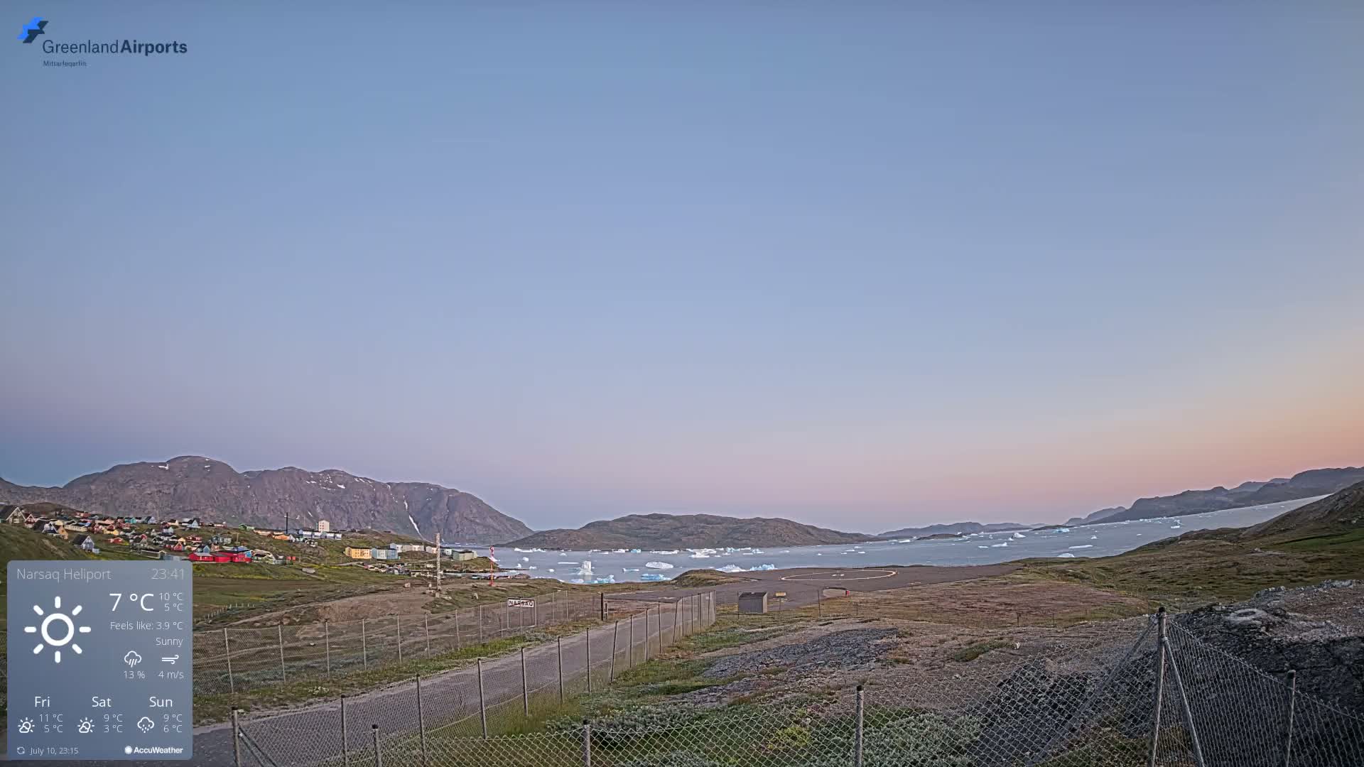 Narsaq Village & Heliport Live Cam - Narsaq, Kujalleq, Greenland, Denmark