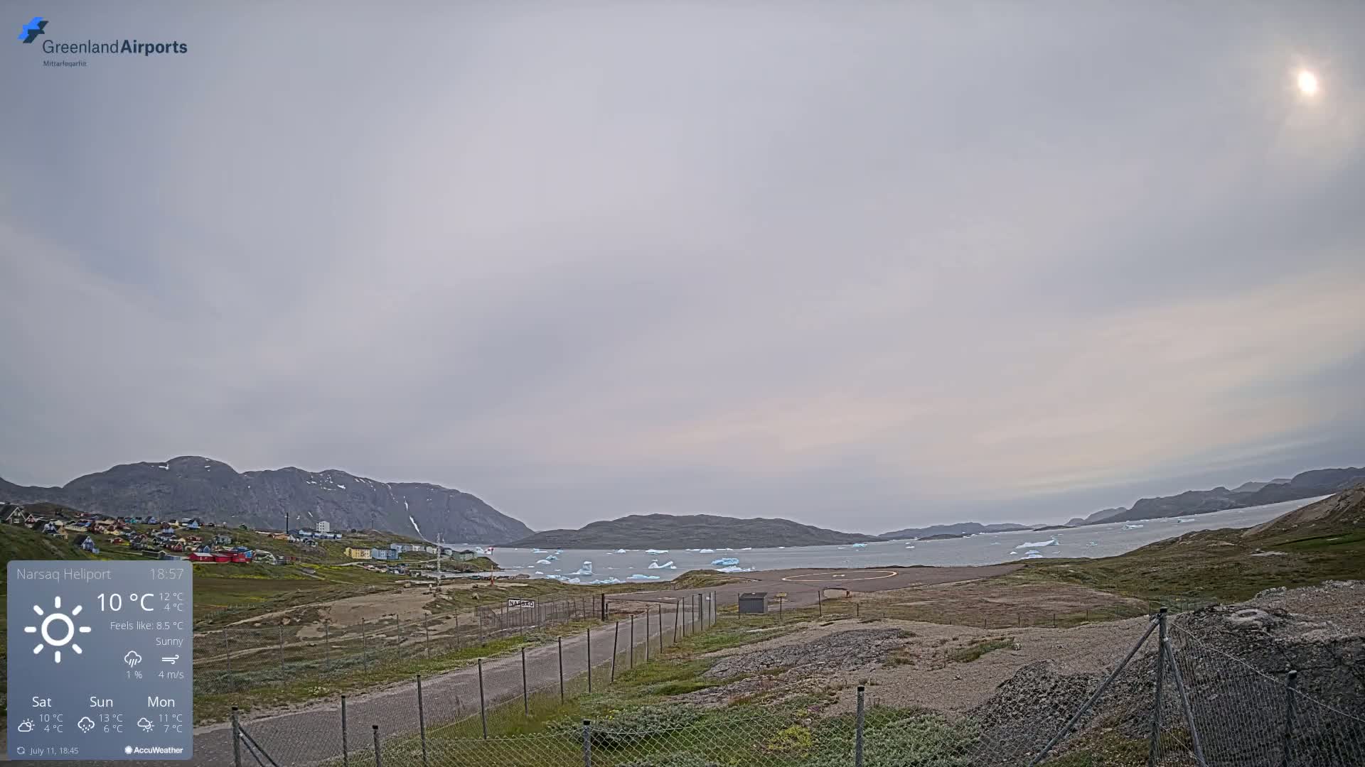 Narsaq Village & Heliport Live Cam - Narsaq, Kujalleq, Greenland, Denmark
