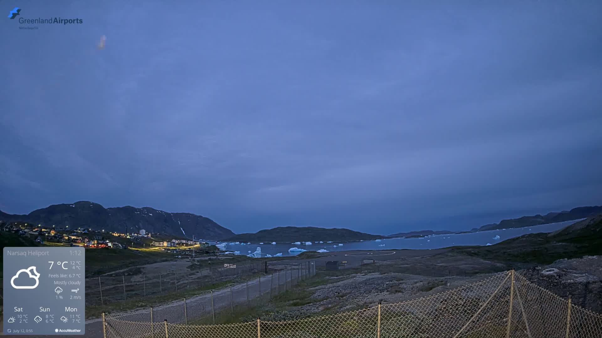 Narsaq Village & Heliport Live Cam - Narsaq, Kujalleq, Greenland, Denmark