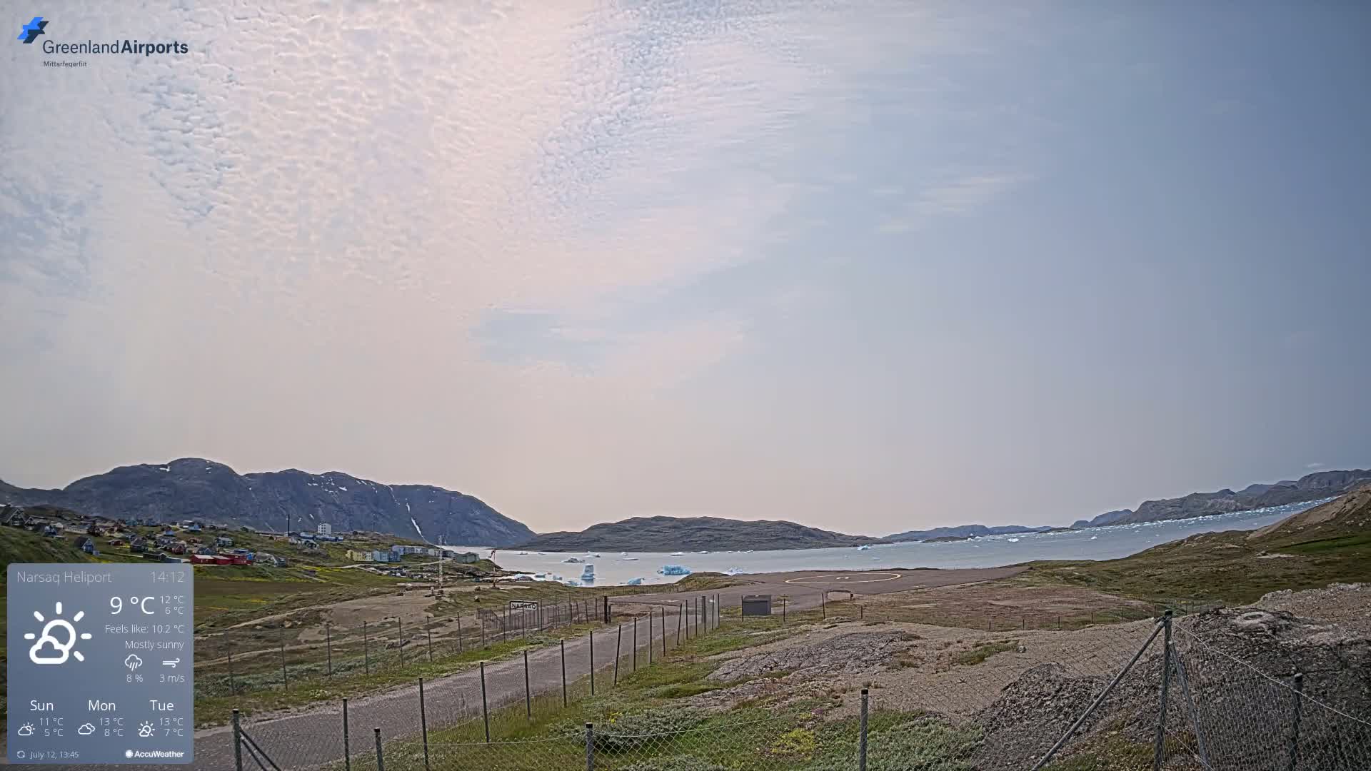 Narsaq Village & Heliport Live Cam - Narsaq, Kujalleq, Greenland, Denmark