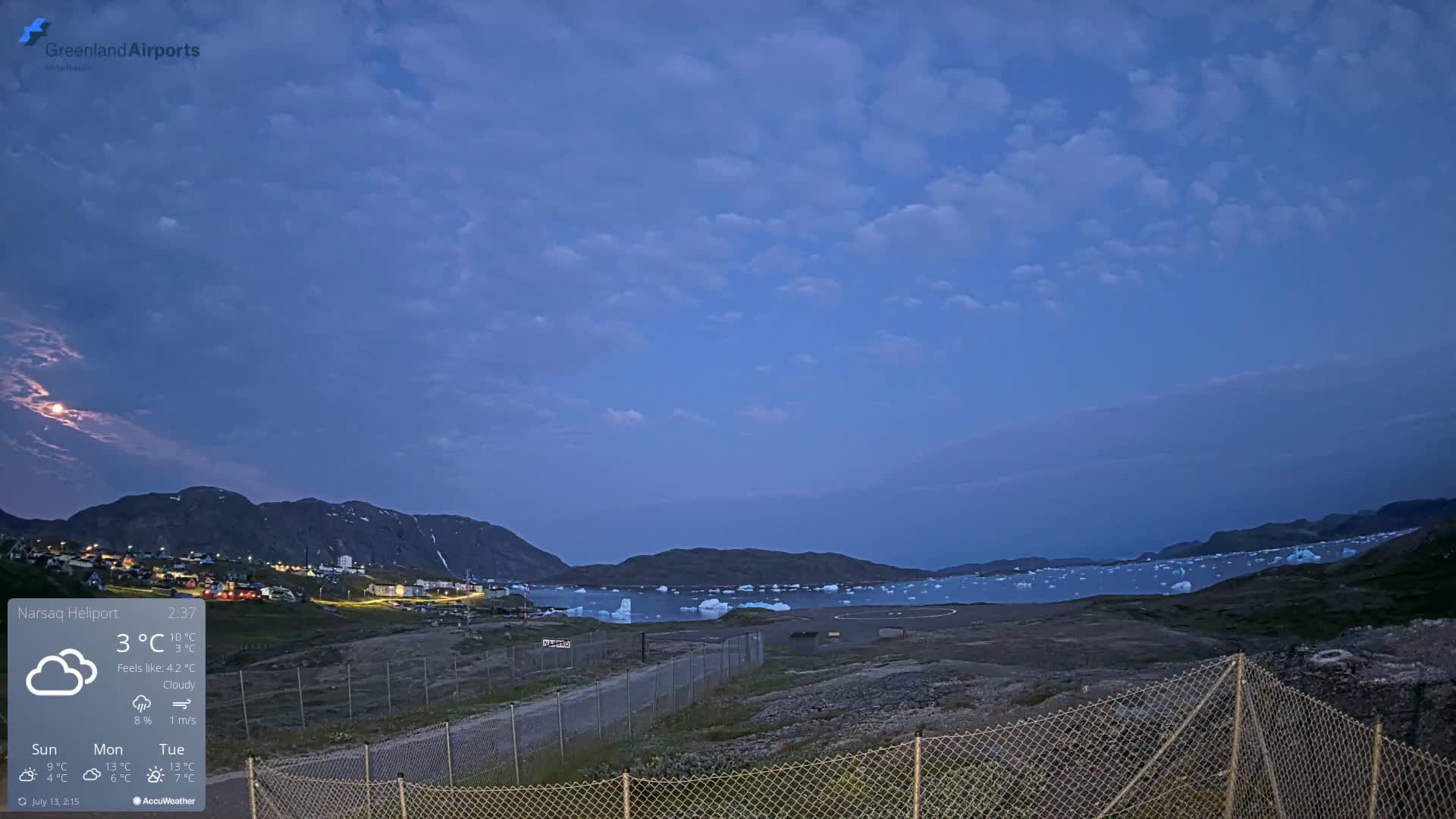 Narsaq Village & Heliport Live Cam - Narsaq, Kujalleq, Greenland, Denmark