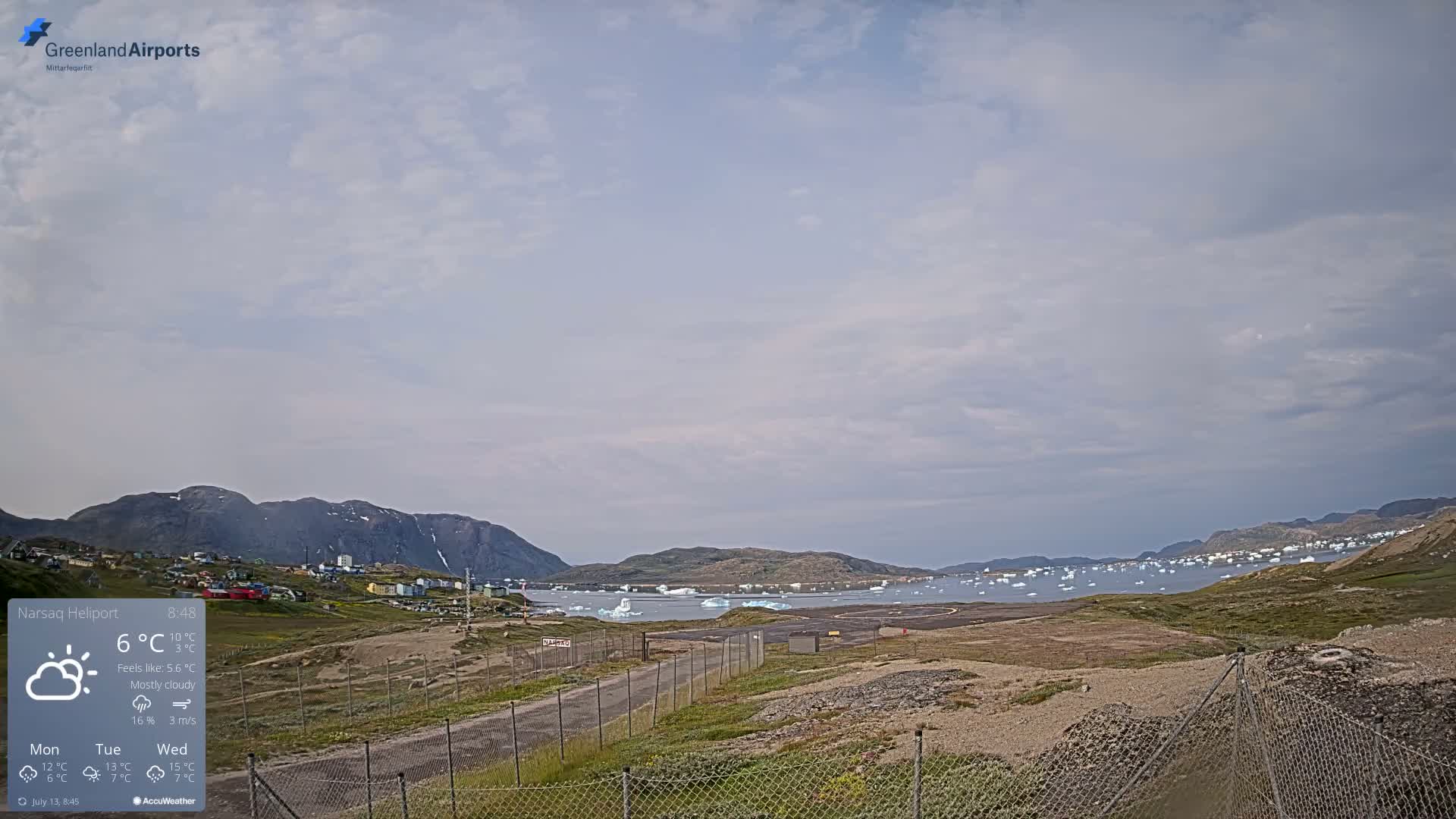 Narsaq Village & Heliport Live Cam - Narsaq, Kujalleq, Greenland, Denmark