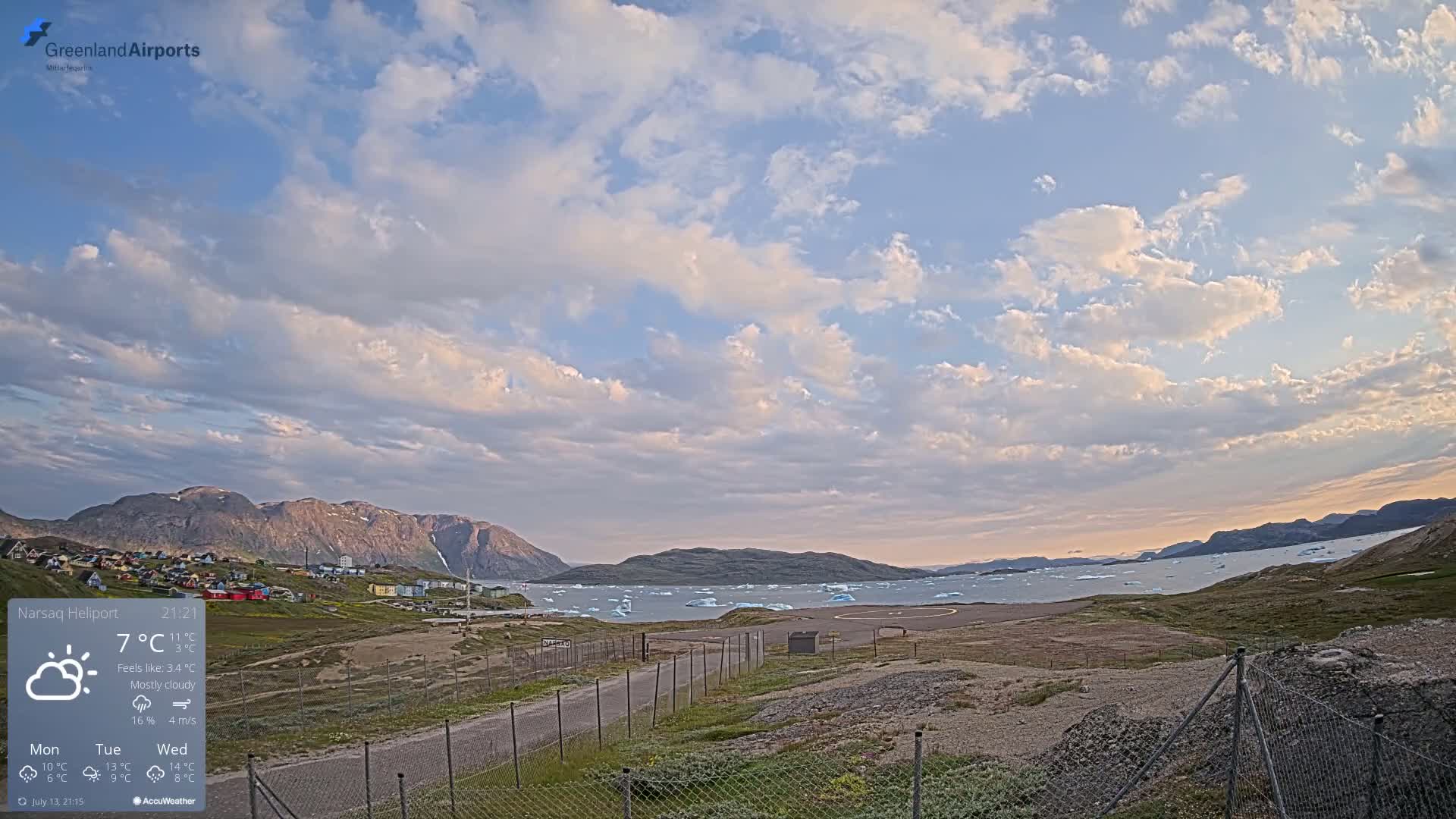 Narsaq Village & Heliport Live Cam - Narsaq, Kujalleq, Greenland, Denmark