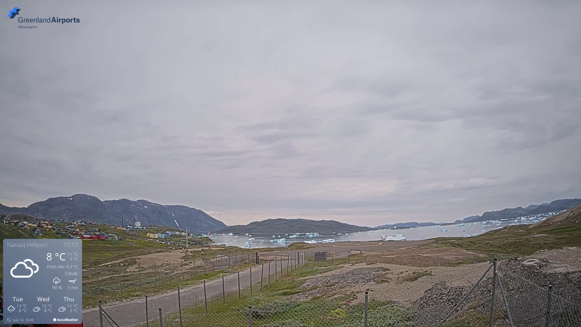 Narsaq Village & Heliport Live Cam - Narsaq, Kujalleq, Greenland, Denmark