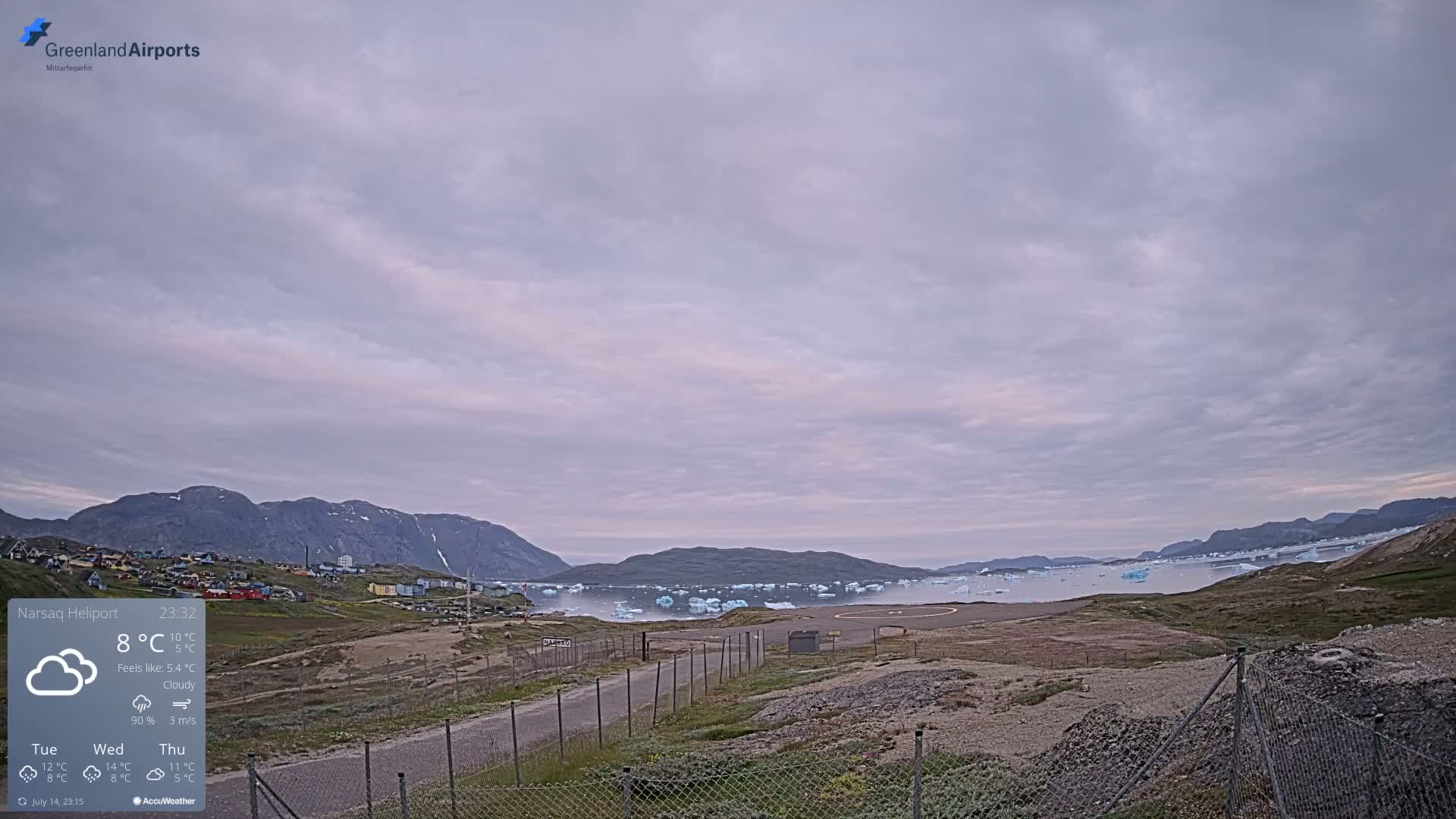 Narsaq Village & Heliport Live Cam - Narsaq, Kujalleq, Greenland, Denmark