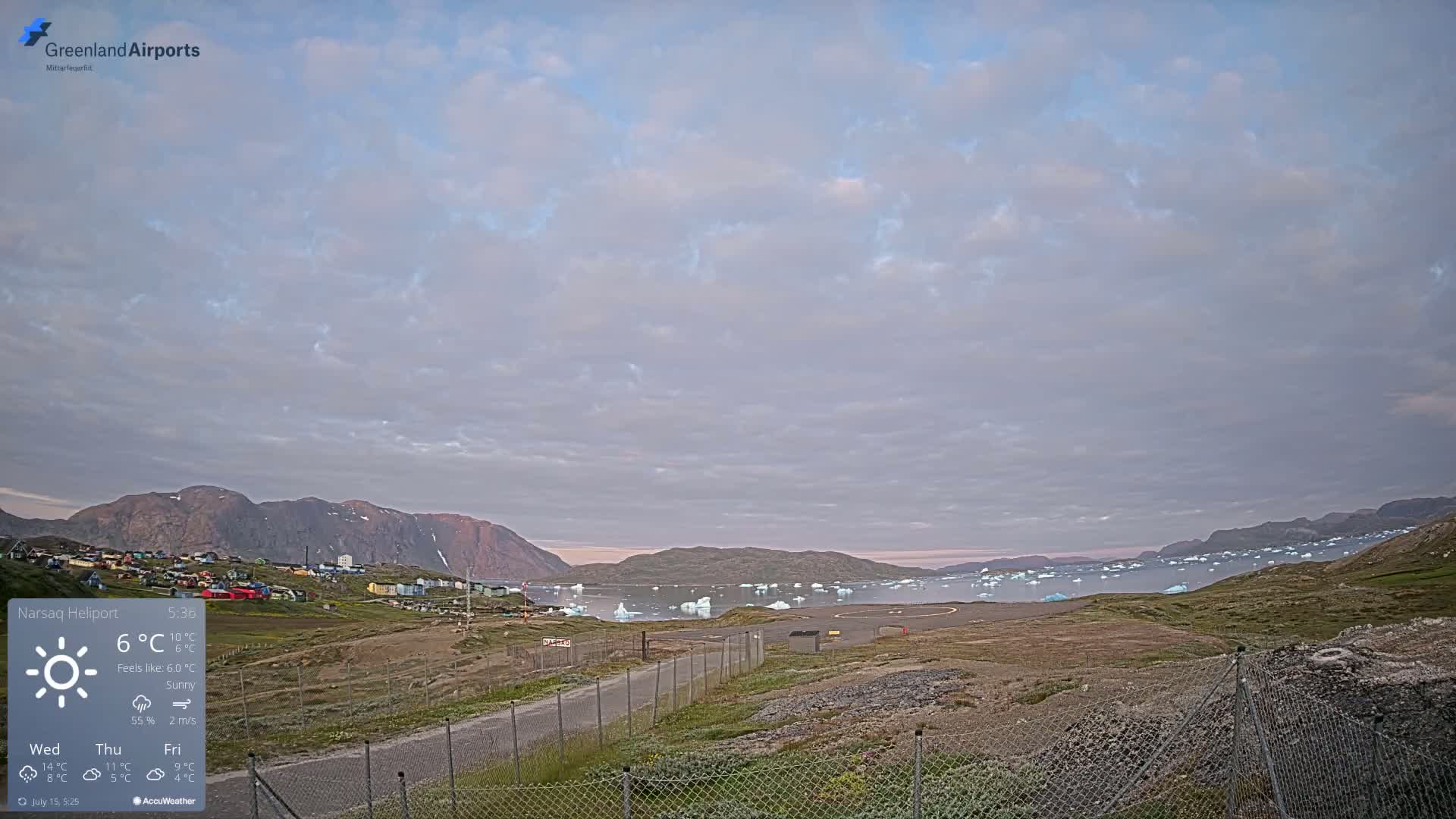 Narsaq Village & Heliport Live Cam - Narsaq, Kujalleq, Greenland, Denmark