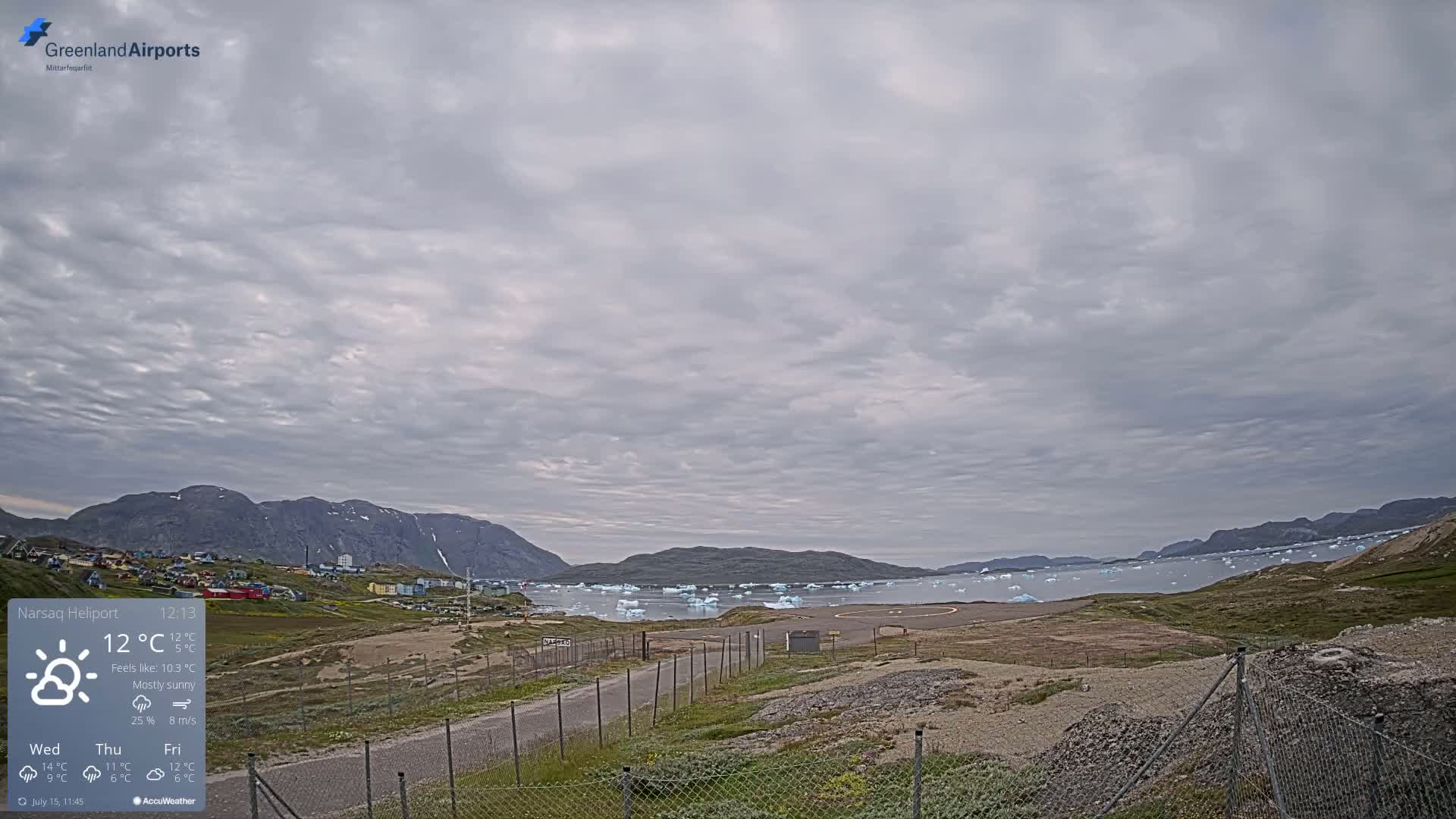 Narsaq Village & Heliport Live Cam - Narsaq, Kujalleq, Greenland, Denmark