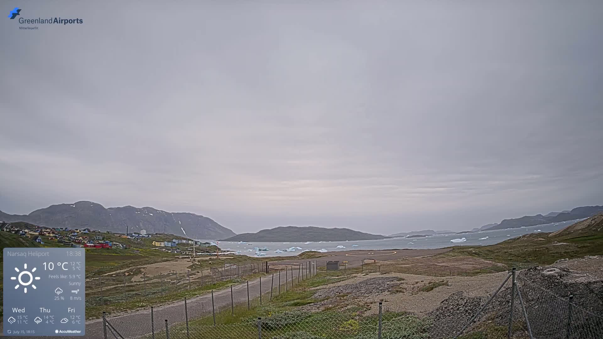 Narsaq Village & Heliport Live Cam - Narsaq, Kujalleq, Greenland, Denmark