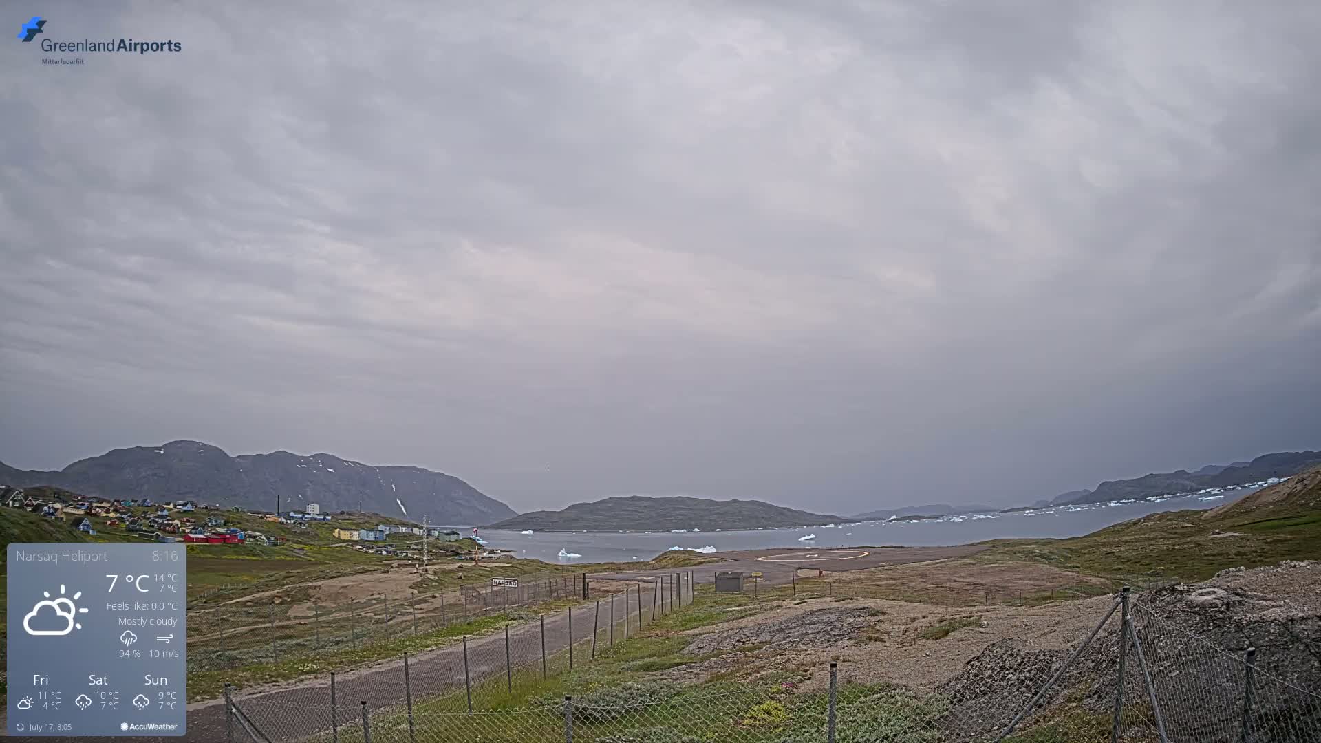 Narsaq Village & Heliport Live Cam - Narsaq, Kujalleq, Greenland, Denmark