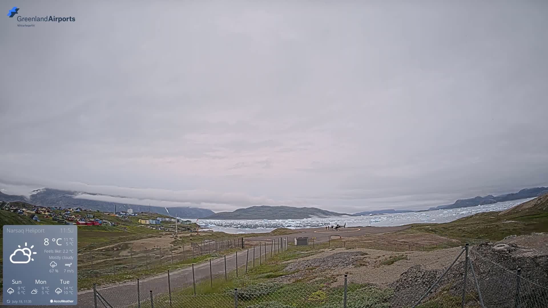 Narsaq Village & Heliport Live Cam - Narsaq, Kujalleq, Greenland, Denmark