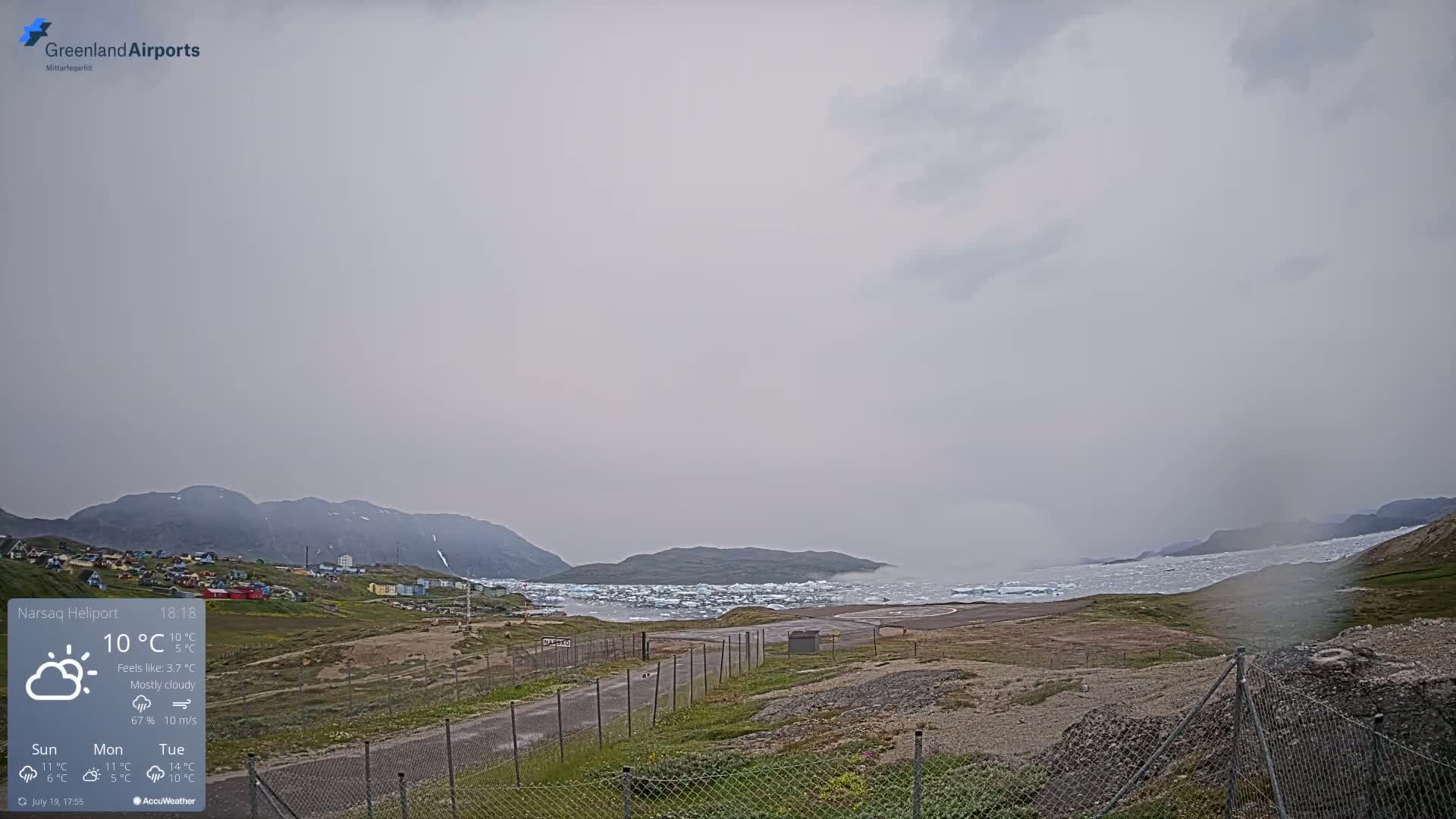 Narsaq Village & Heliport Live Cam - Narsaq, Kujalleq, Greenland, Denmark
