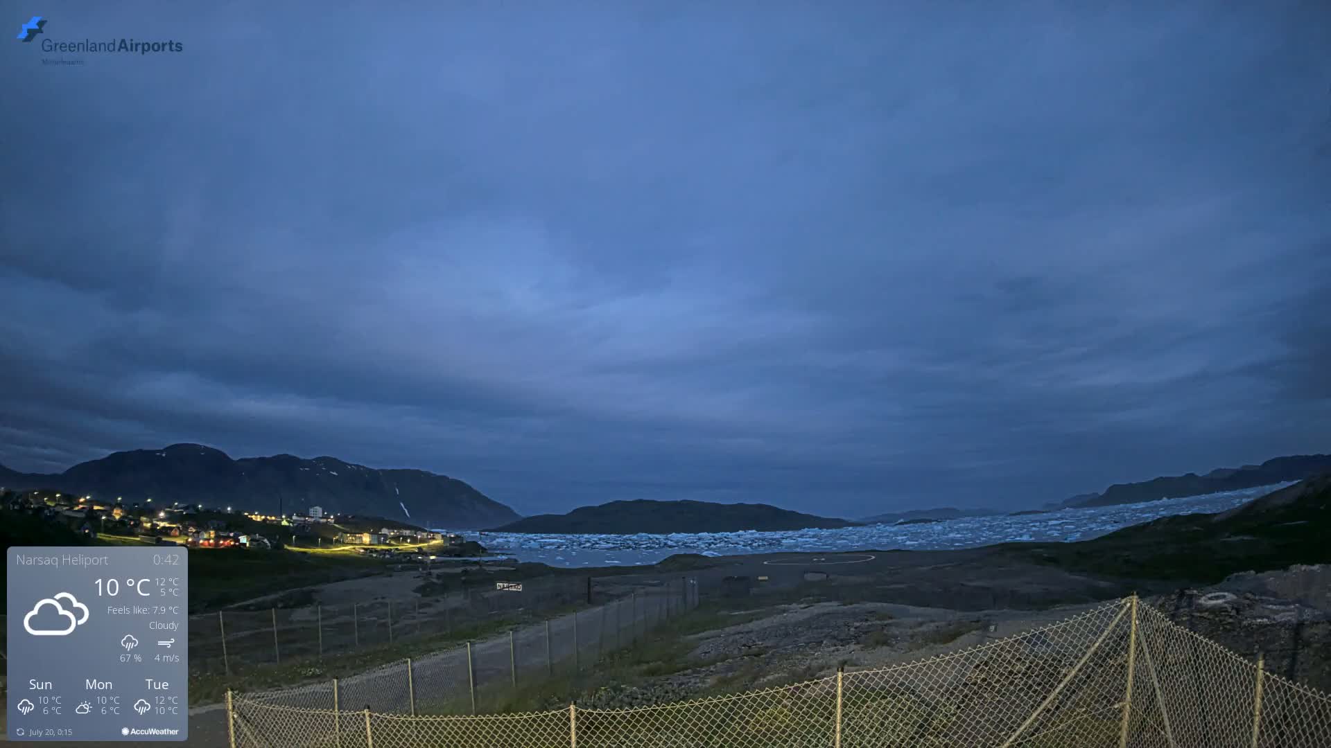 Narsaq Village & Heliport Live Cam - Narsaq, Kujalleq, Greenland, Denmark