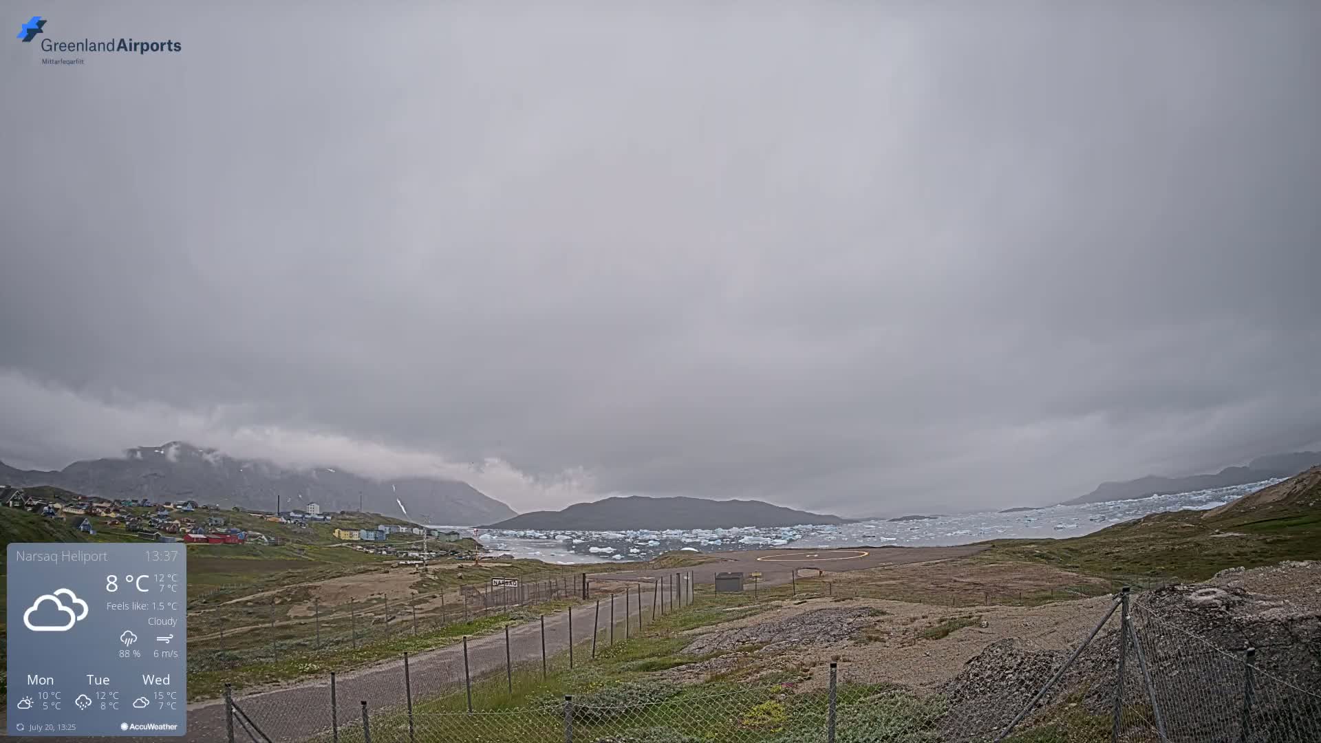 Narsaq Village & Heliport Live Cam - Narsaq, Kujalleq, Greenland, Denmark