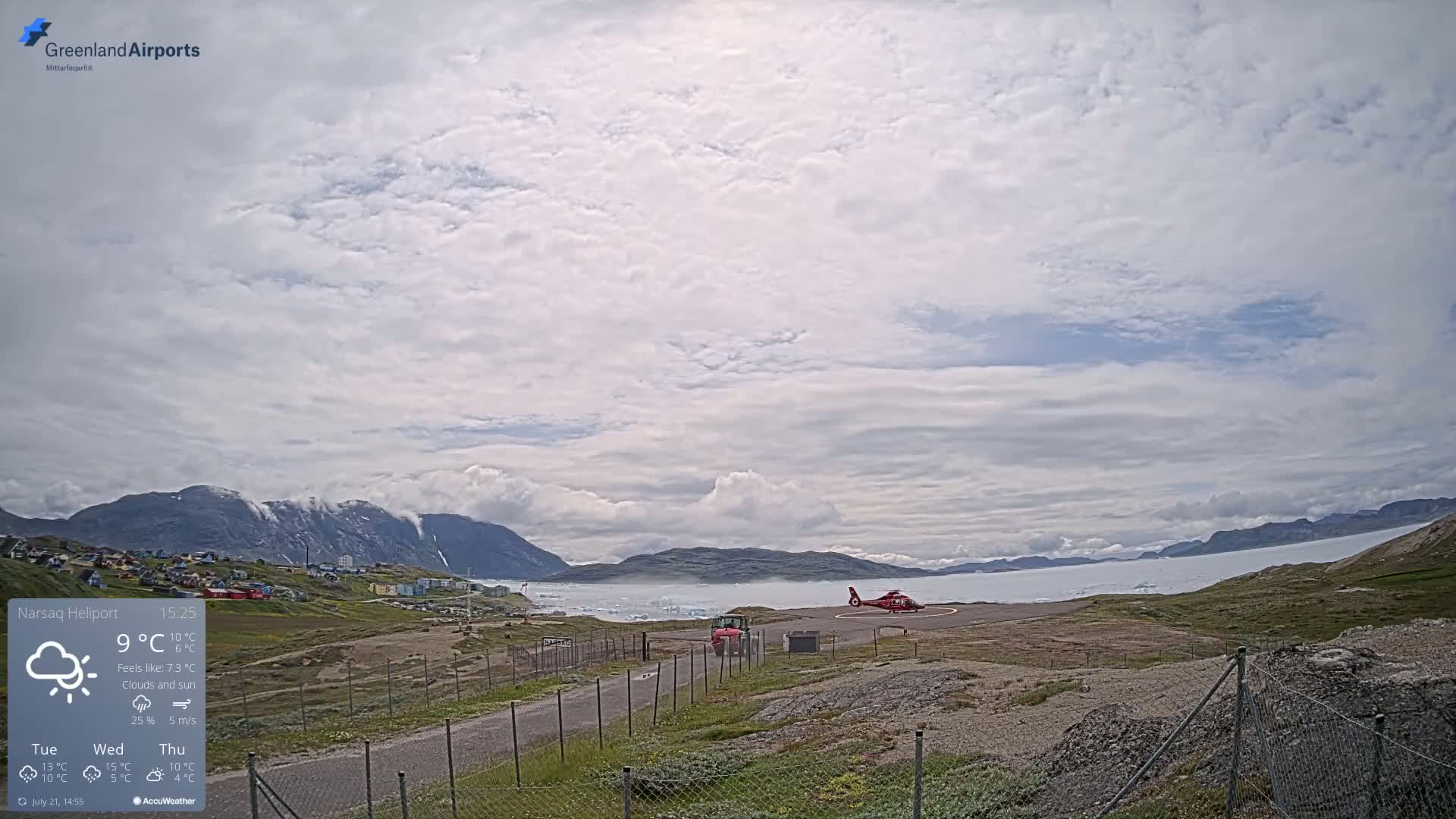 Narsaq Village & Heliport Live Cam - Narsaq, Kujalleq, Greenland, Denmark