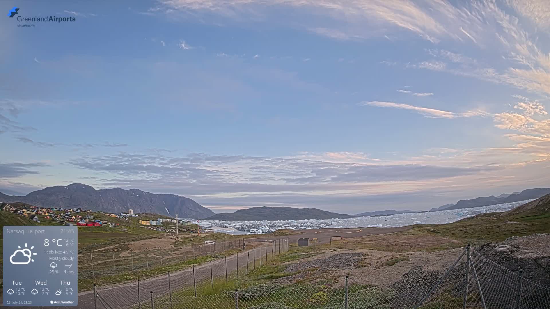 Narsaq Village & Heliport Live Cam - Narsaq, Kujalleq, Greenland, Denmark
