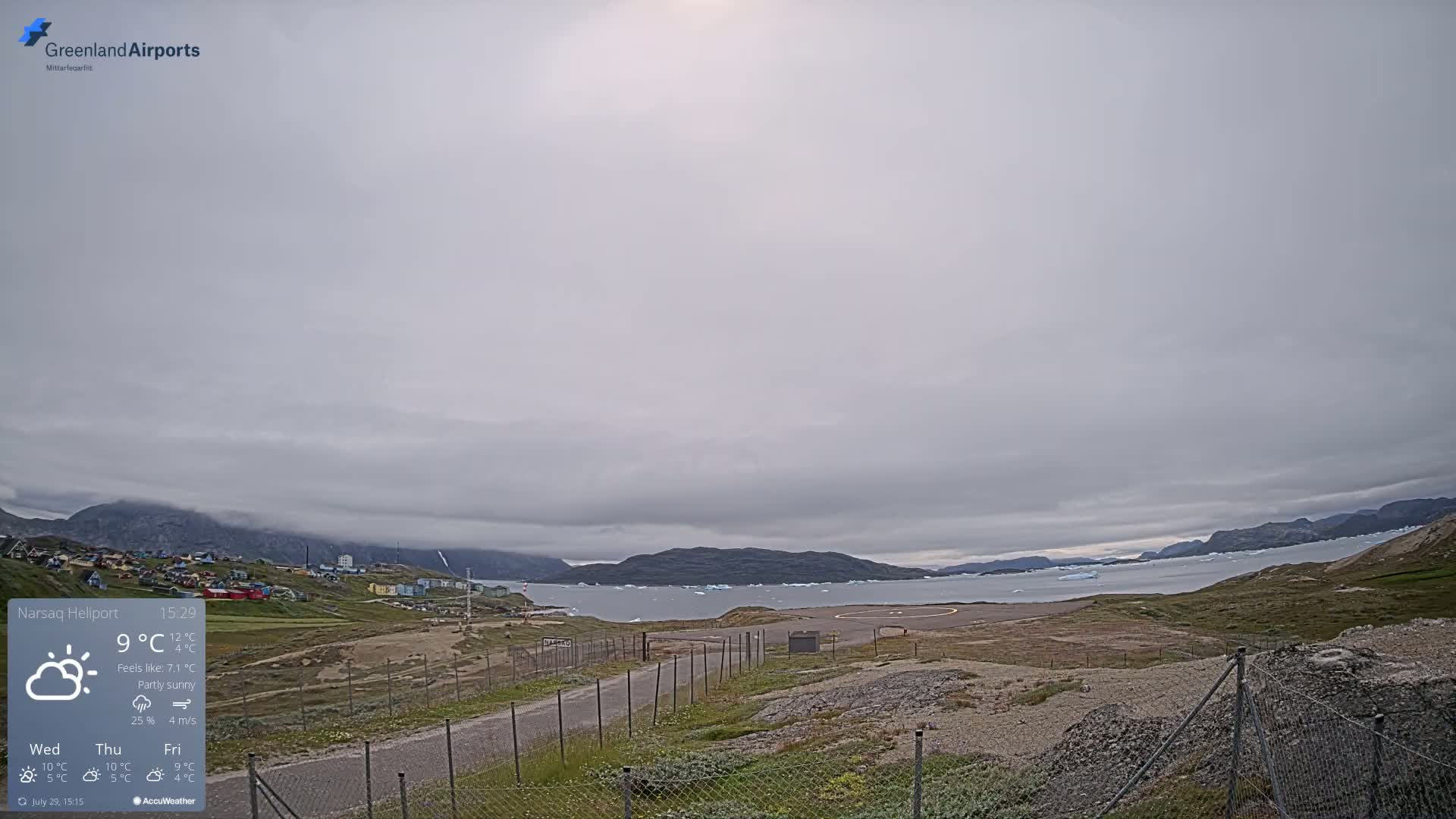 Narsaq Village & Heliport Live Cam - Narsaq, Kujalleq, Greenland, Denmark