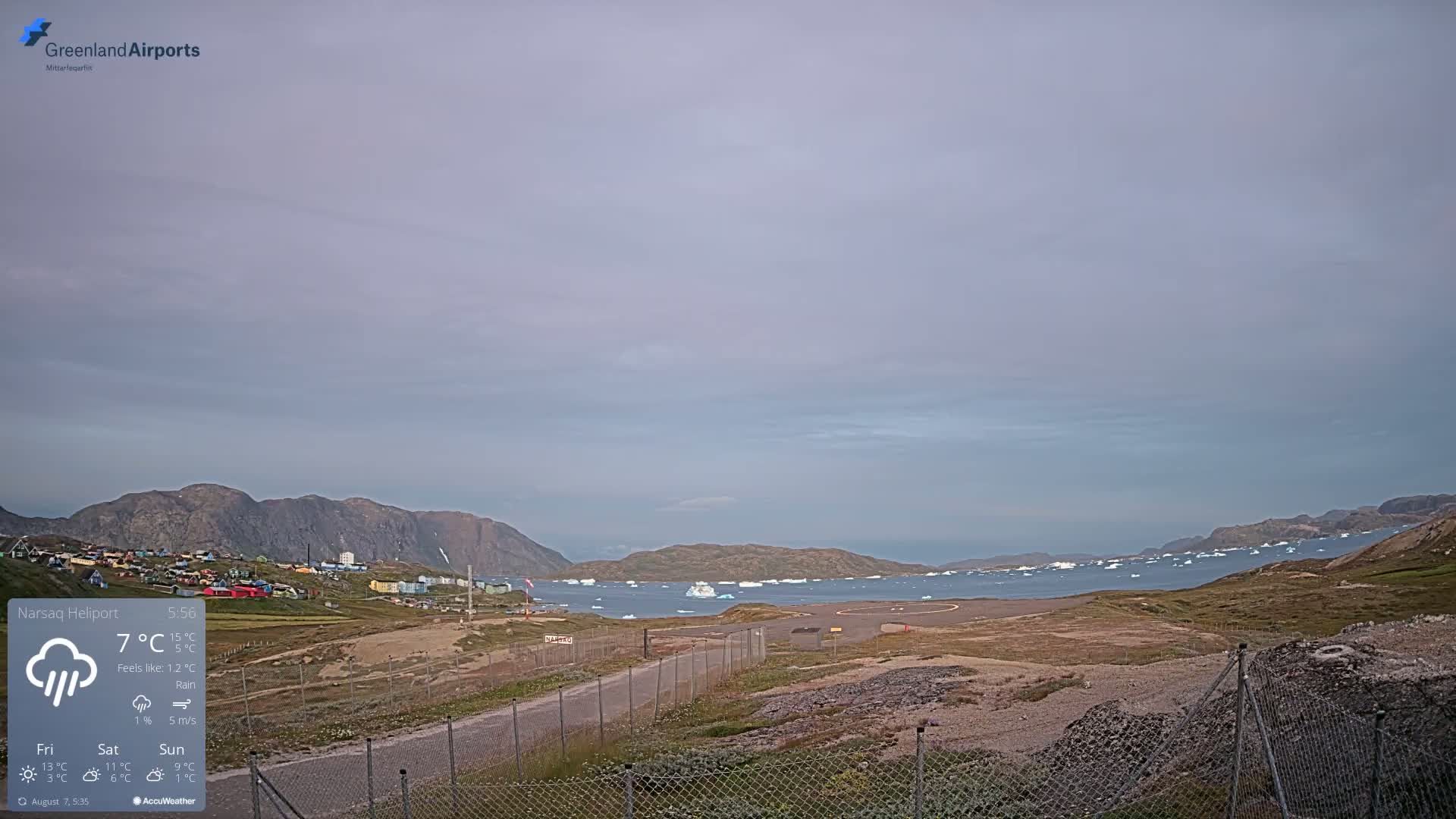 Narsaq Village & Heliport Live Cam - Narsaq, Kujalleq, Greenland, Denmark