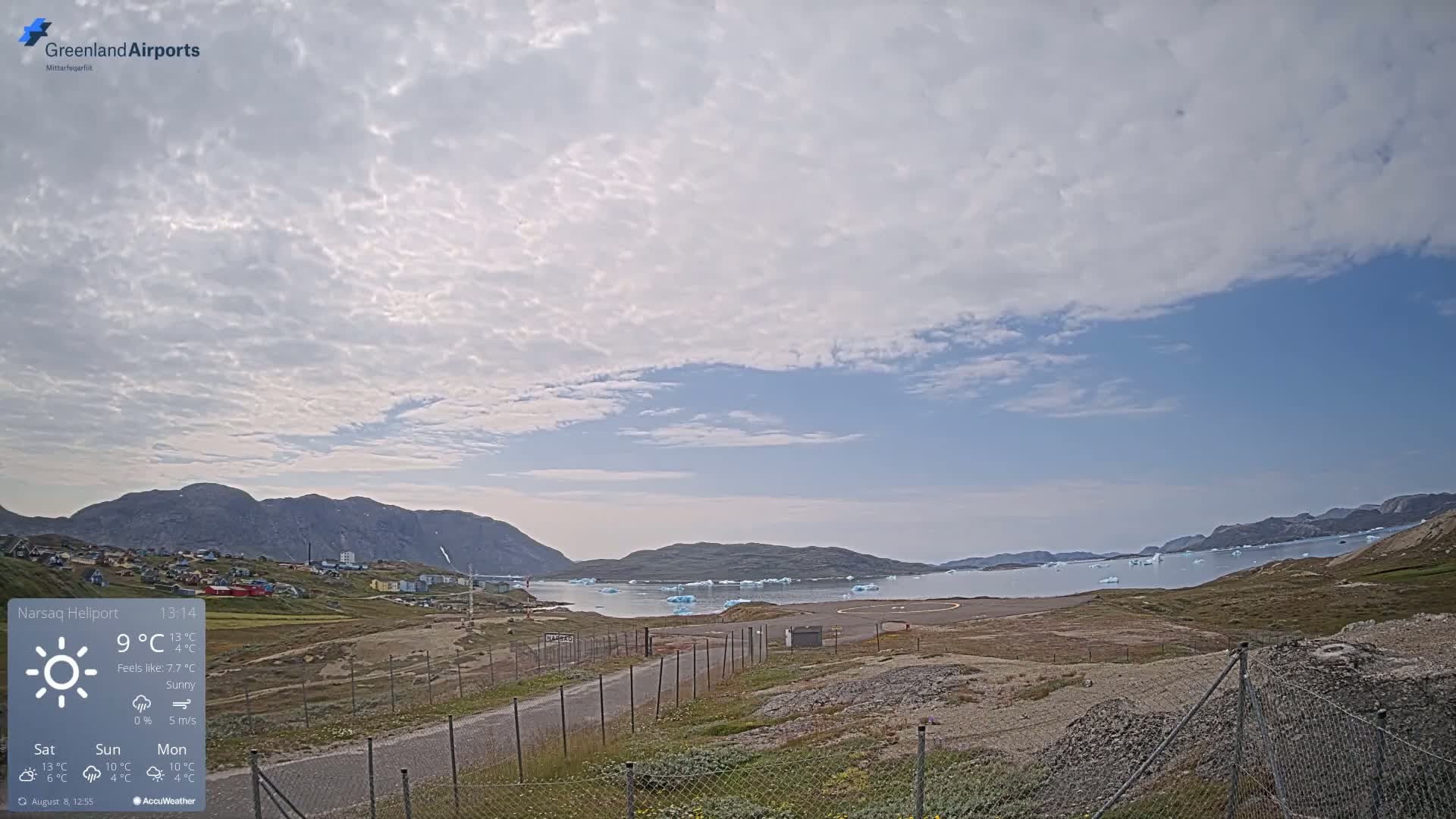 Narsaq Village & Heliport Live Cam - Narsaq, Kujalleq, Greenland, Denmark