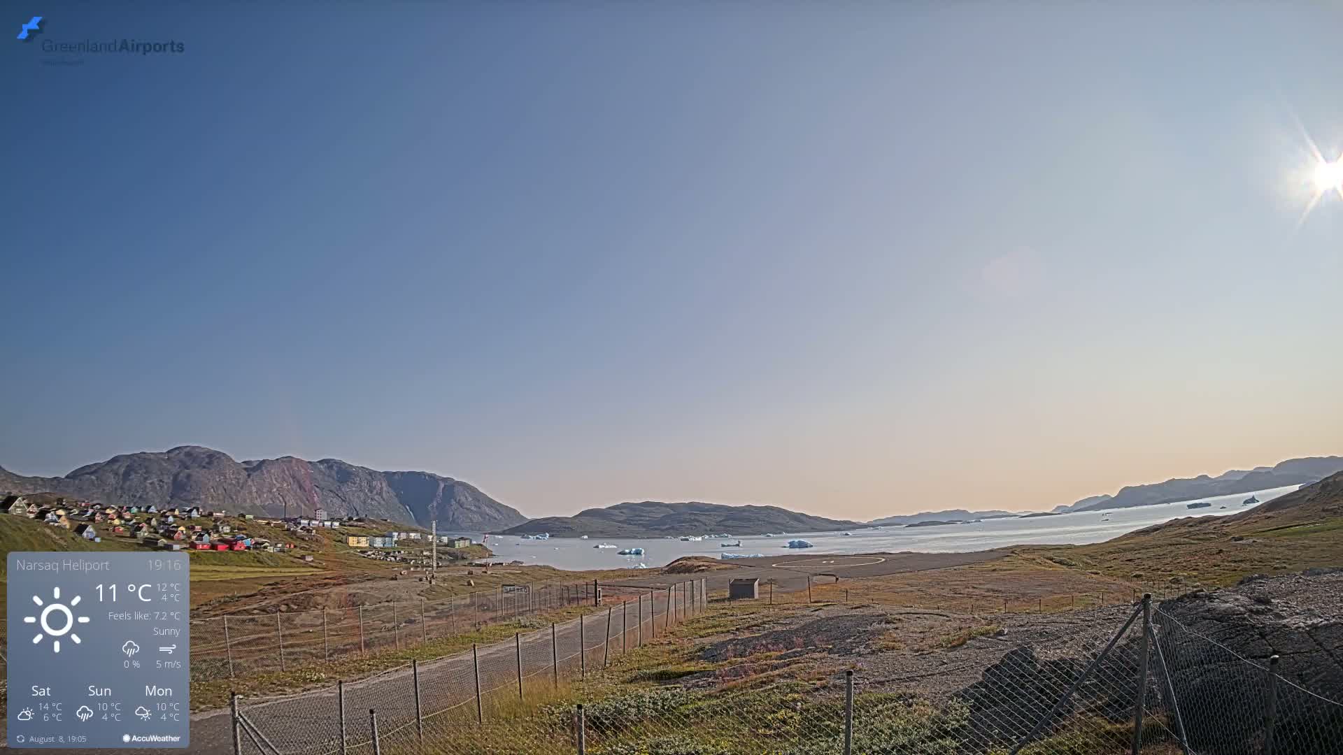 Narsaq Village & Heliport Live Cam - Narsaq, Kujalleq, Greenland, Denmark