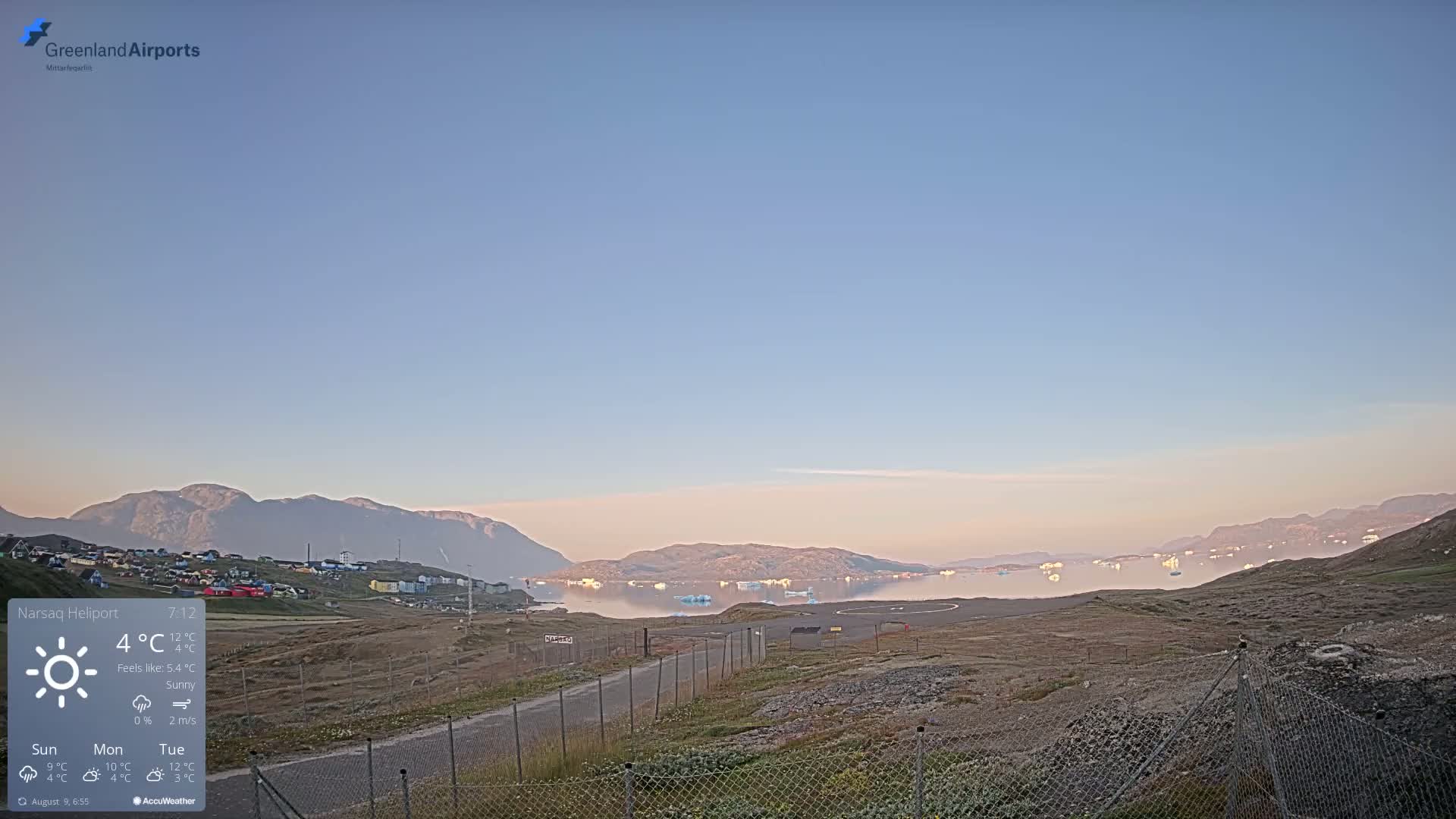 Narsaq Village & Heliport Live Cam - Narsaq, Kujalleq, Greenland, Denmark