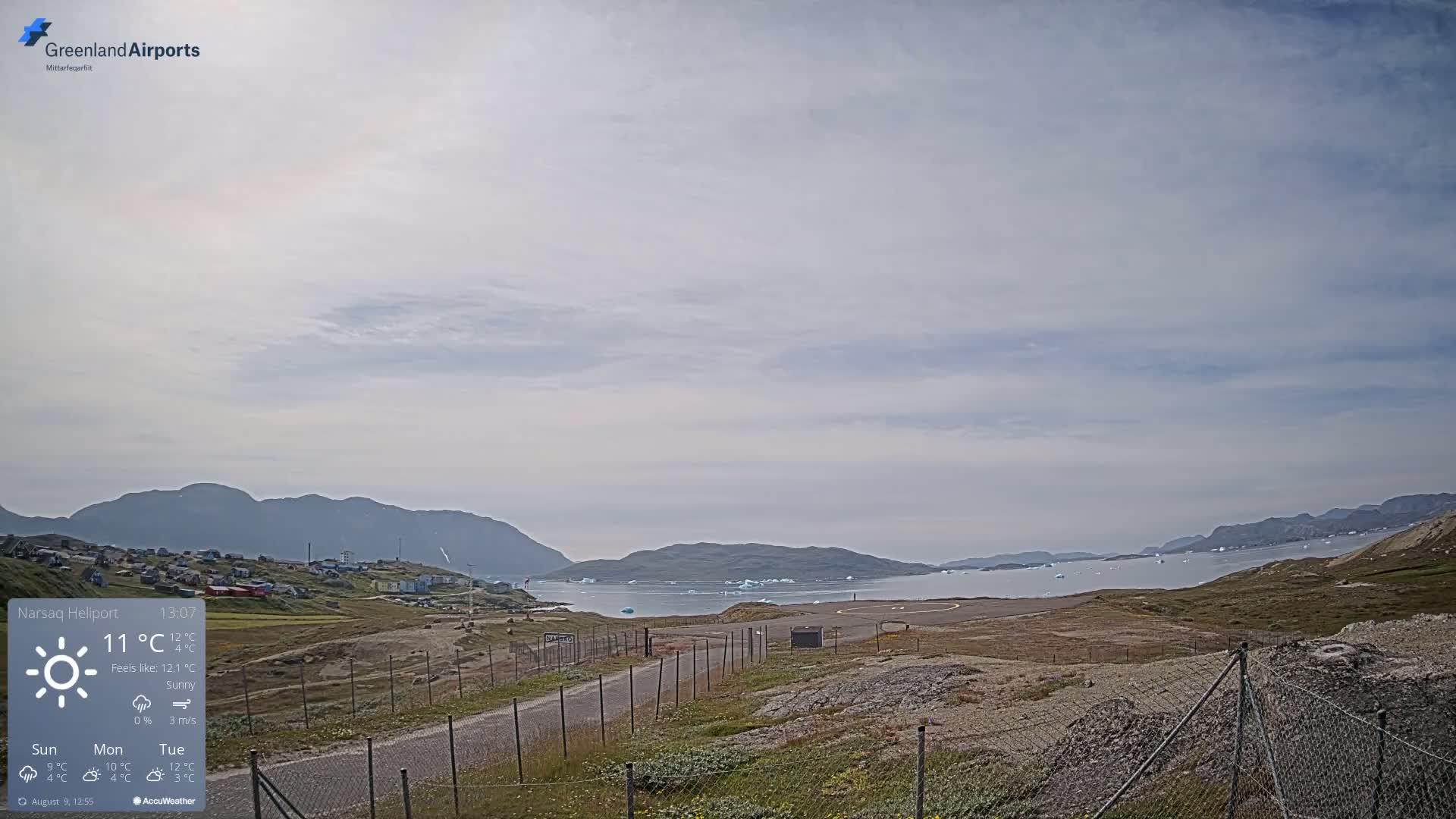 Narsaq Village & Heliport Live Cam - Narsaq, Kujalleq, Greenland, Denmark