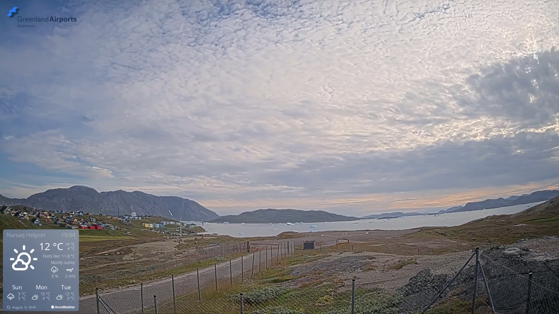Narsaq Village & Heliport Live Cam - Narsaq, Kujalleq, Greenland, Denmark