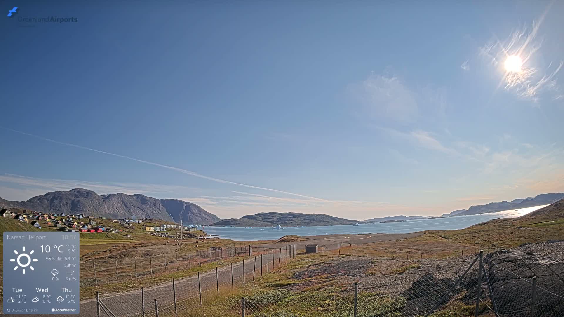 Narsaq Village & Heliport Live Cam - Narsaq, Kujalleq, Greenland, Denmark