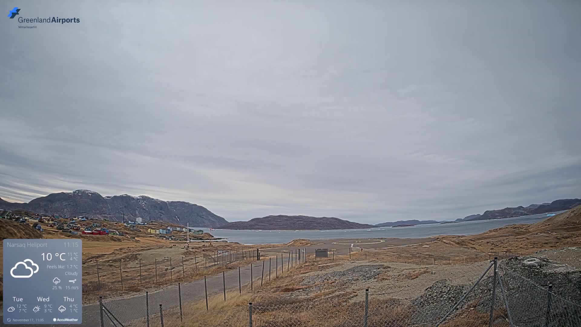 Narsaq Village & Heliport Live Cam - Narsaq, Kujalleq, Greenland, Denmark