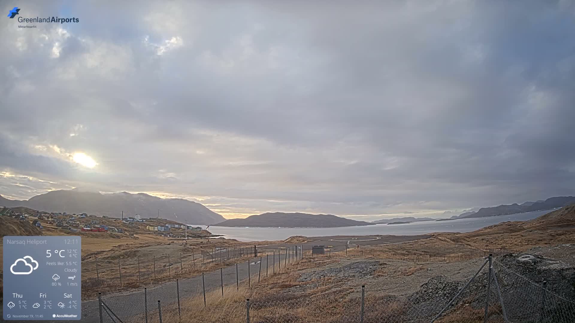 Narsaq Village & Heliport Live Cam - Narsaq, Kujalleq, Greenland, Denmark