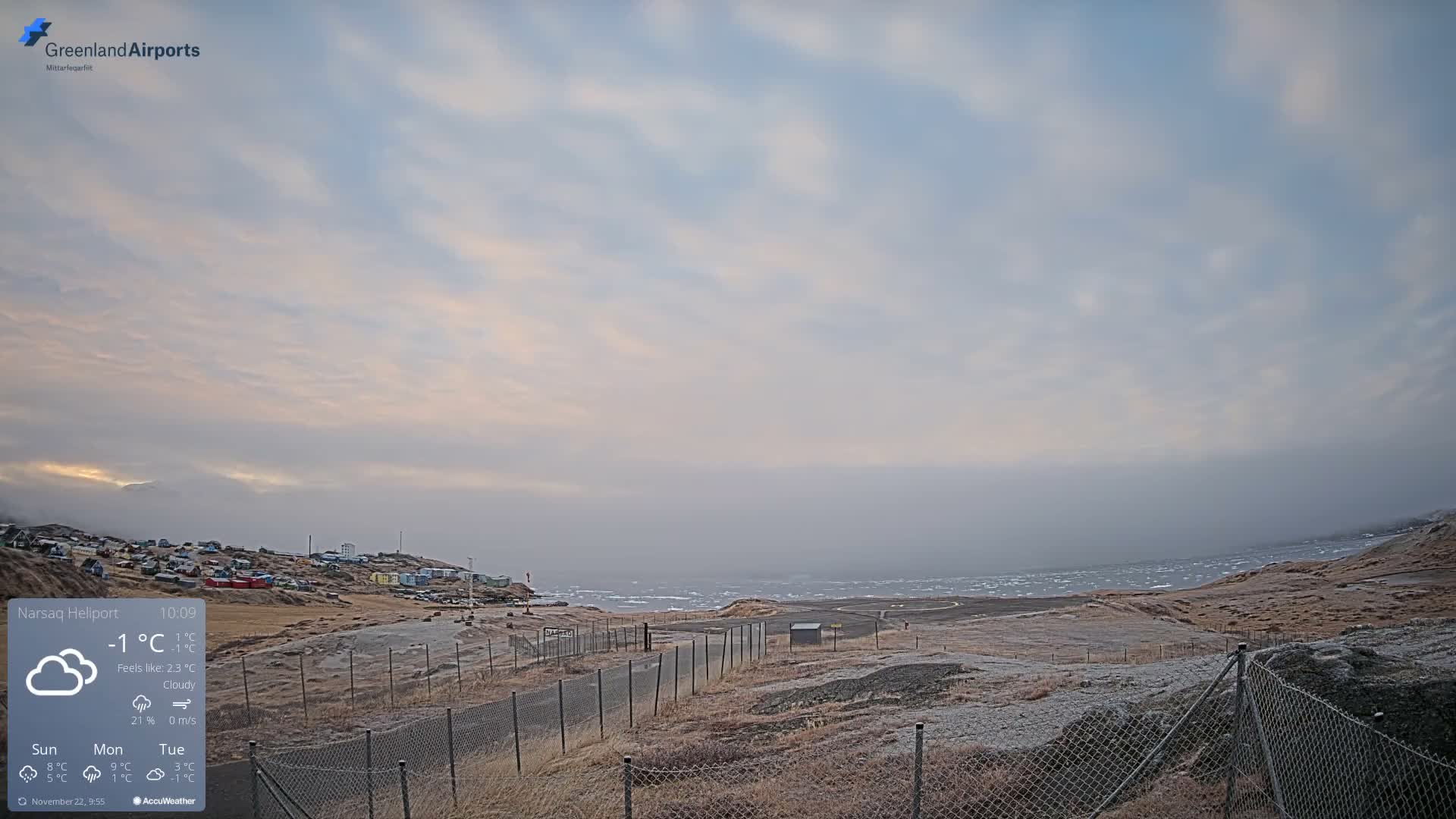 Narsaq Village & Heliport Live Cam - Narsaq, Kujalleq, Greenland, Denmark