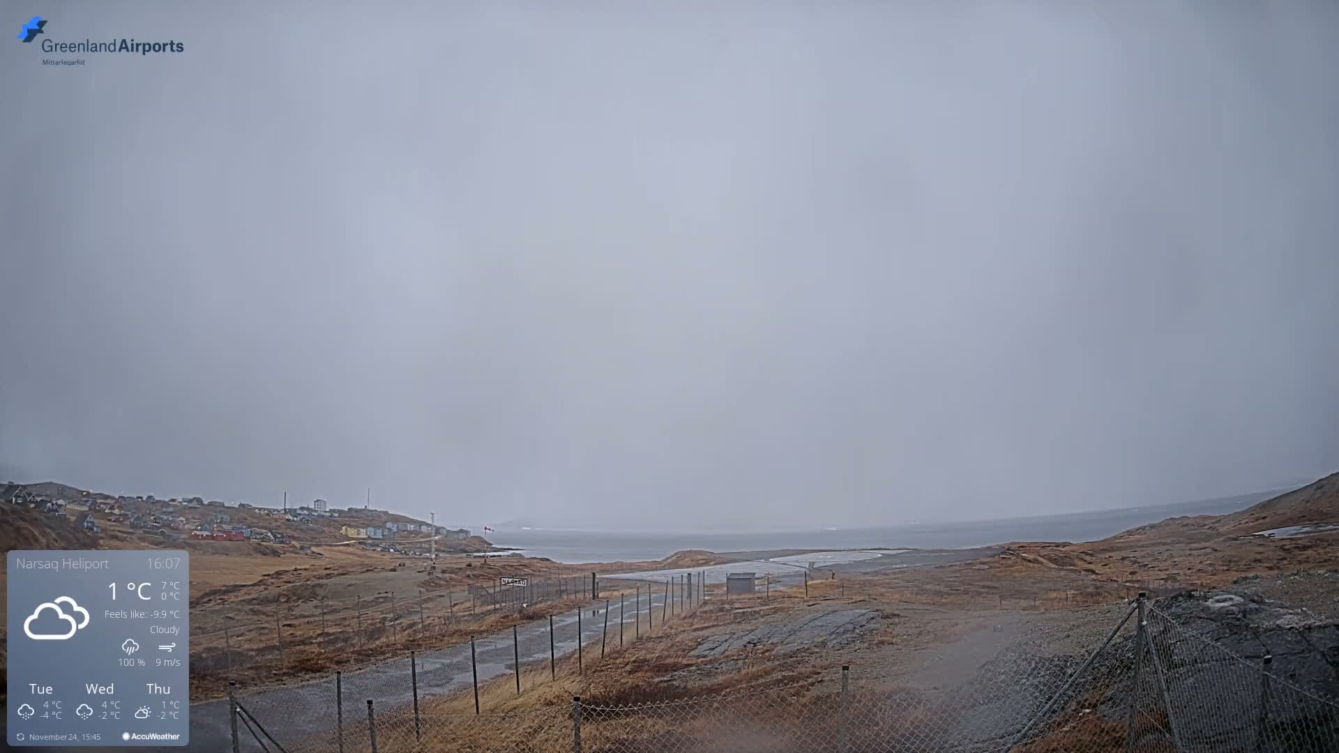 Narsaq Village & Heliport Live Cam - Narsaq, Kujalleq, Greenland, Denmark