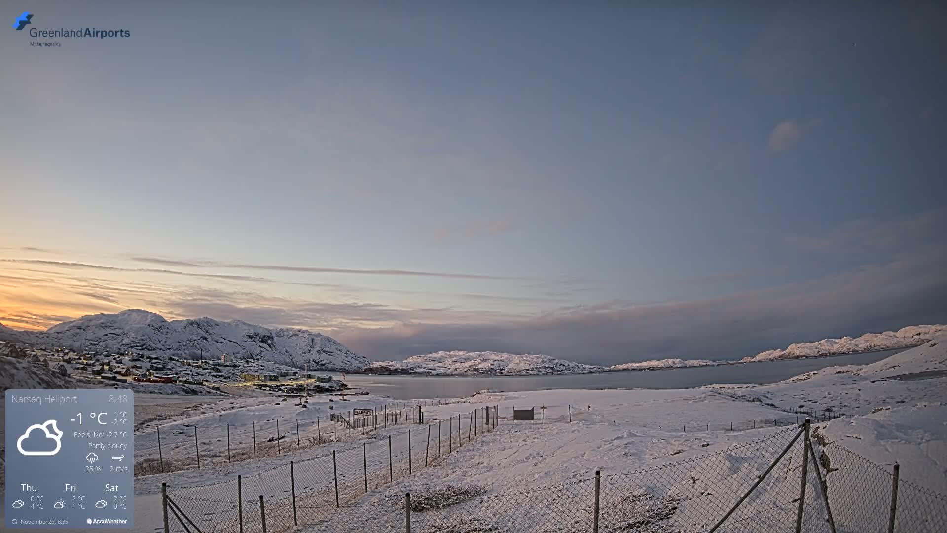 Narsaq Village & Heliport Live Cam - Narsaq, Kujalleq, Greenland, Denmark
