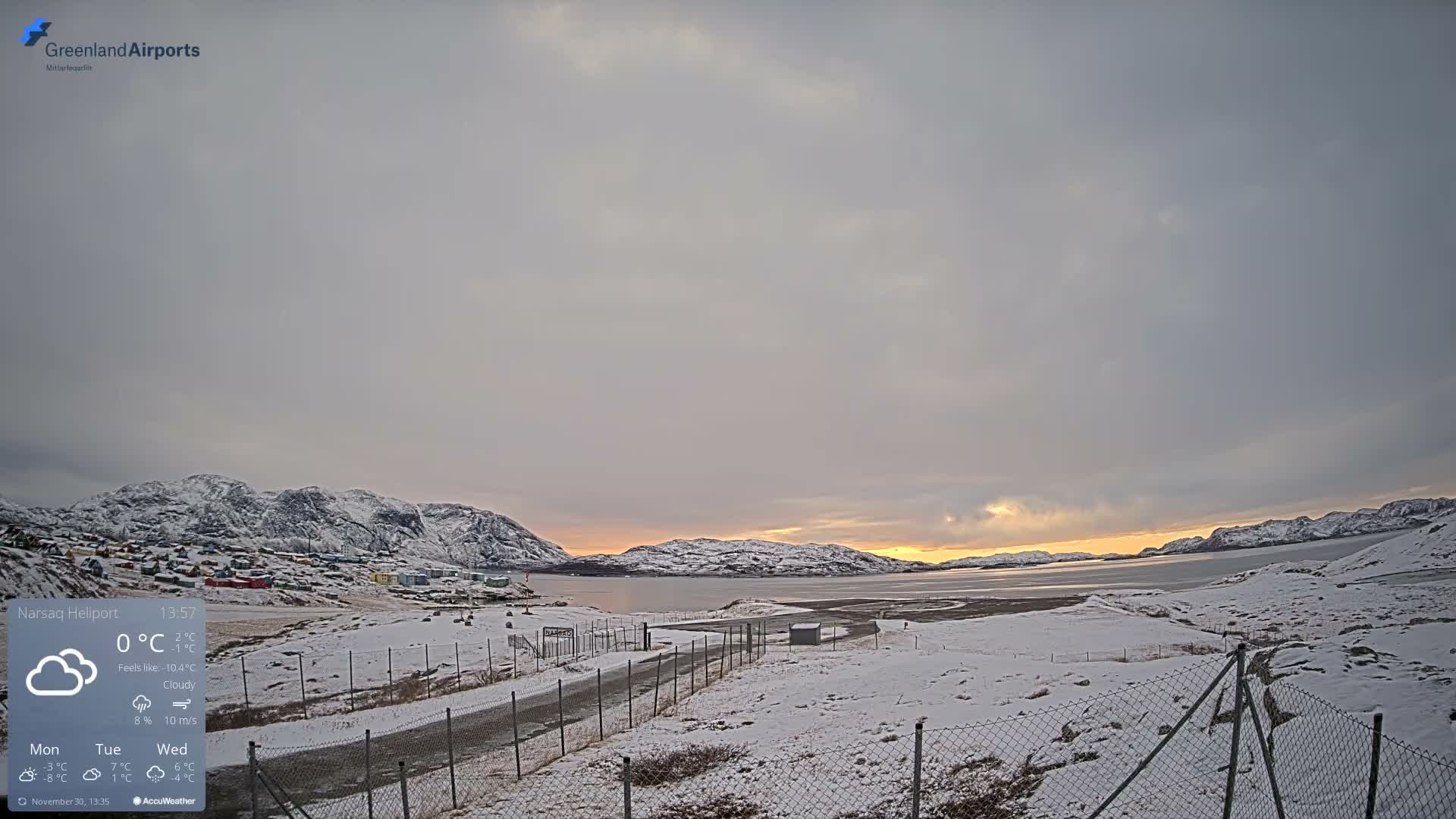 Narsaq Village & Heliport Live Cam - Narsaq, Kujalleq, Greenland, Denmark