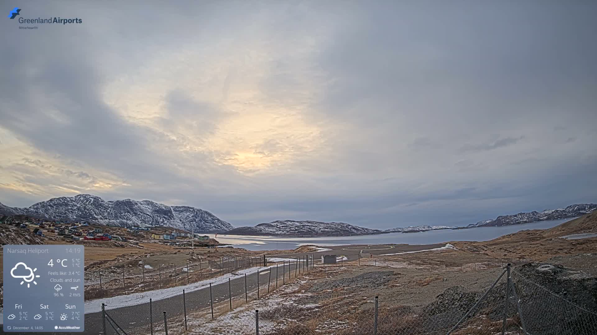 Narsaq Village & Heliport Live Cam - Narsaq, Kujalleq, Greenland, Denmark