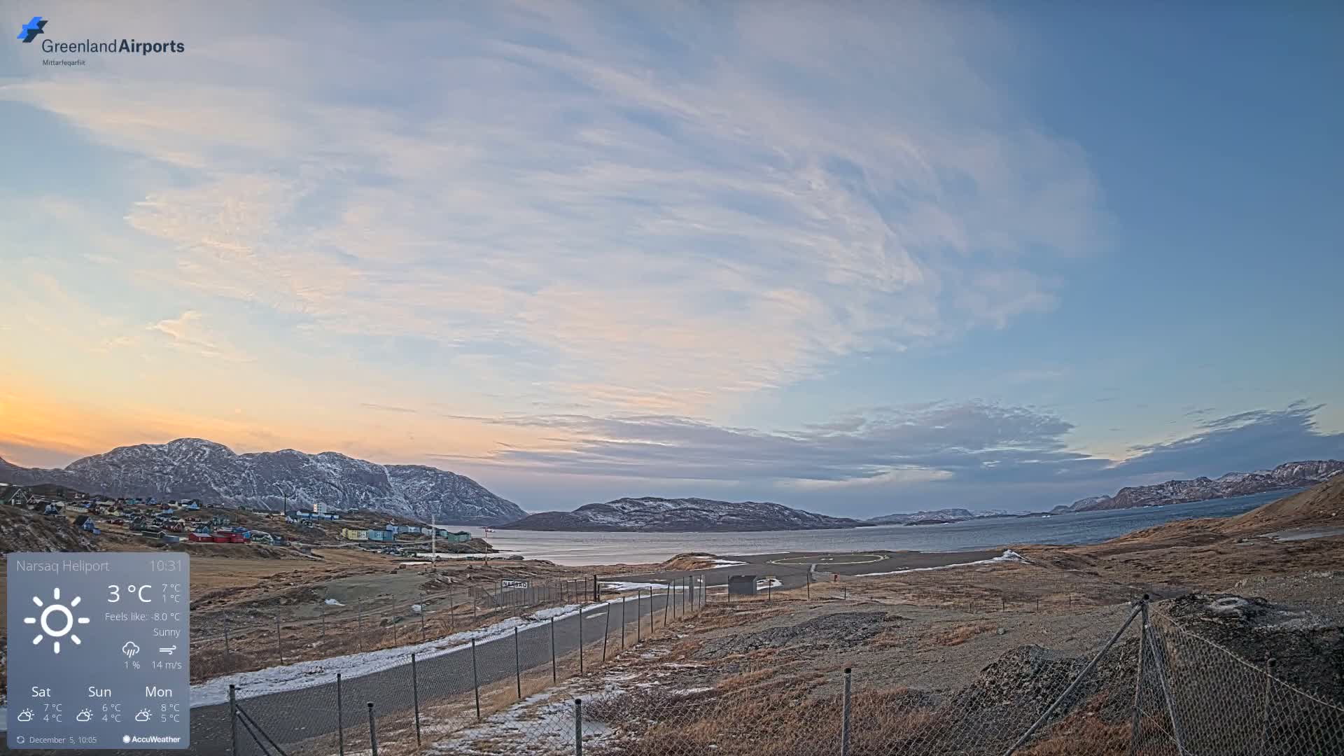 Narsaq Village & Heliport Live Cam - Narsaq, Kujalleq, Greenland, Denmark