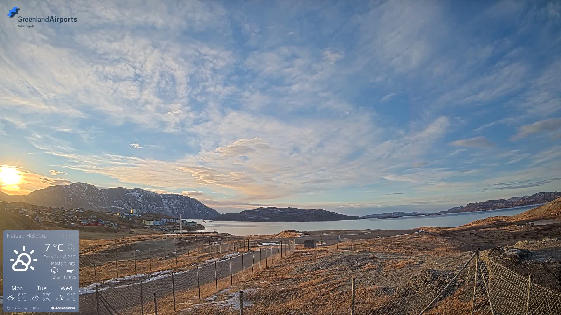 Narsaq Village & Heliport Live Cam - Narsaq, Kujalleq, Greenland, Denmark