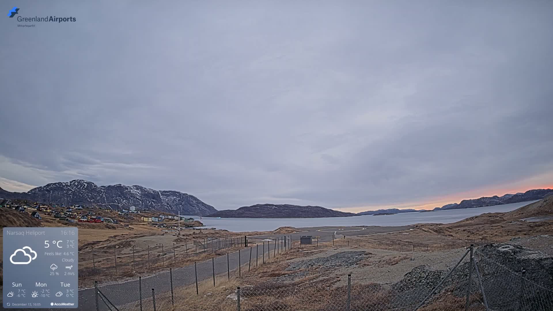 Narsaq Village & Heliport Live Cam - Narsaq, Kujalleq, Greenland, Denmark