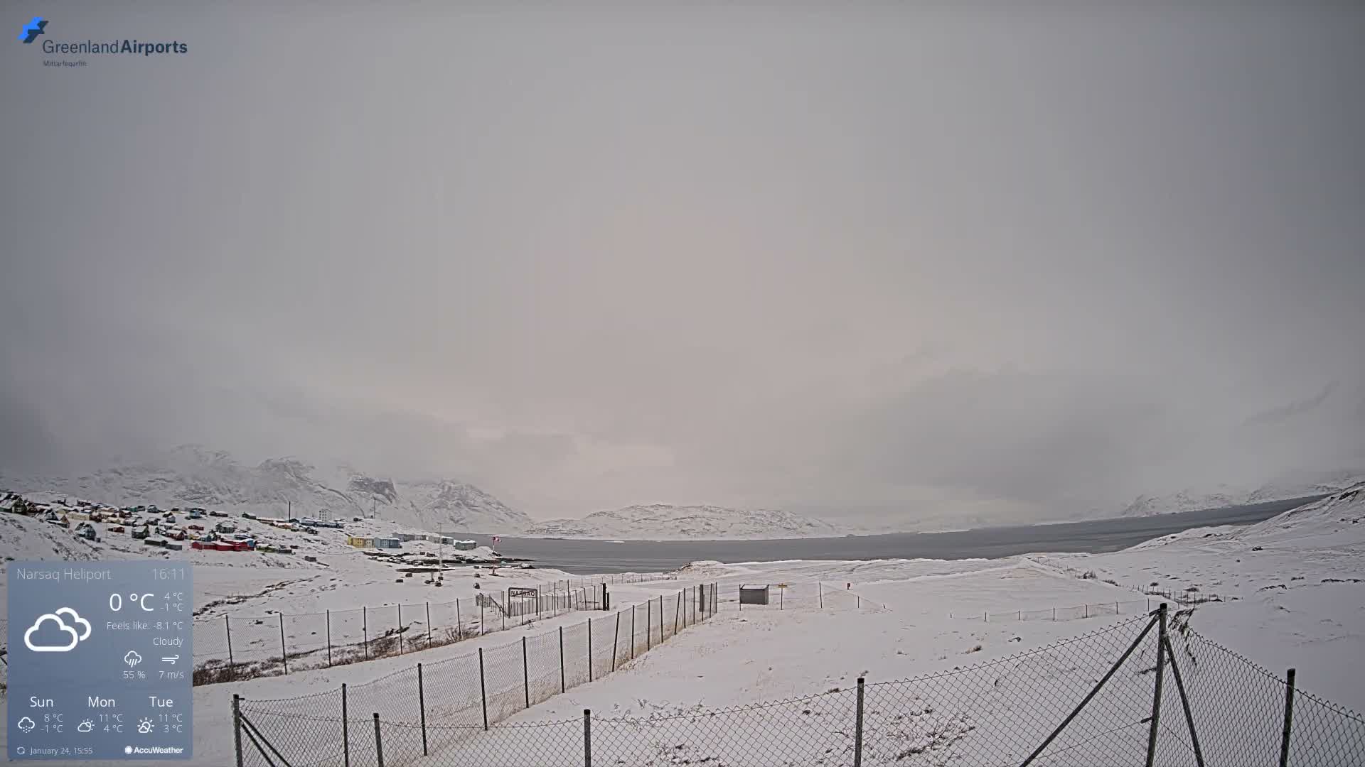 Narsaq Village & Heliport Live Cam - Narsaq, Kujalleq, Greenland, Denmark
