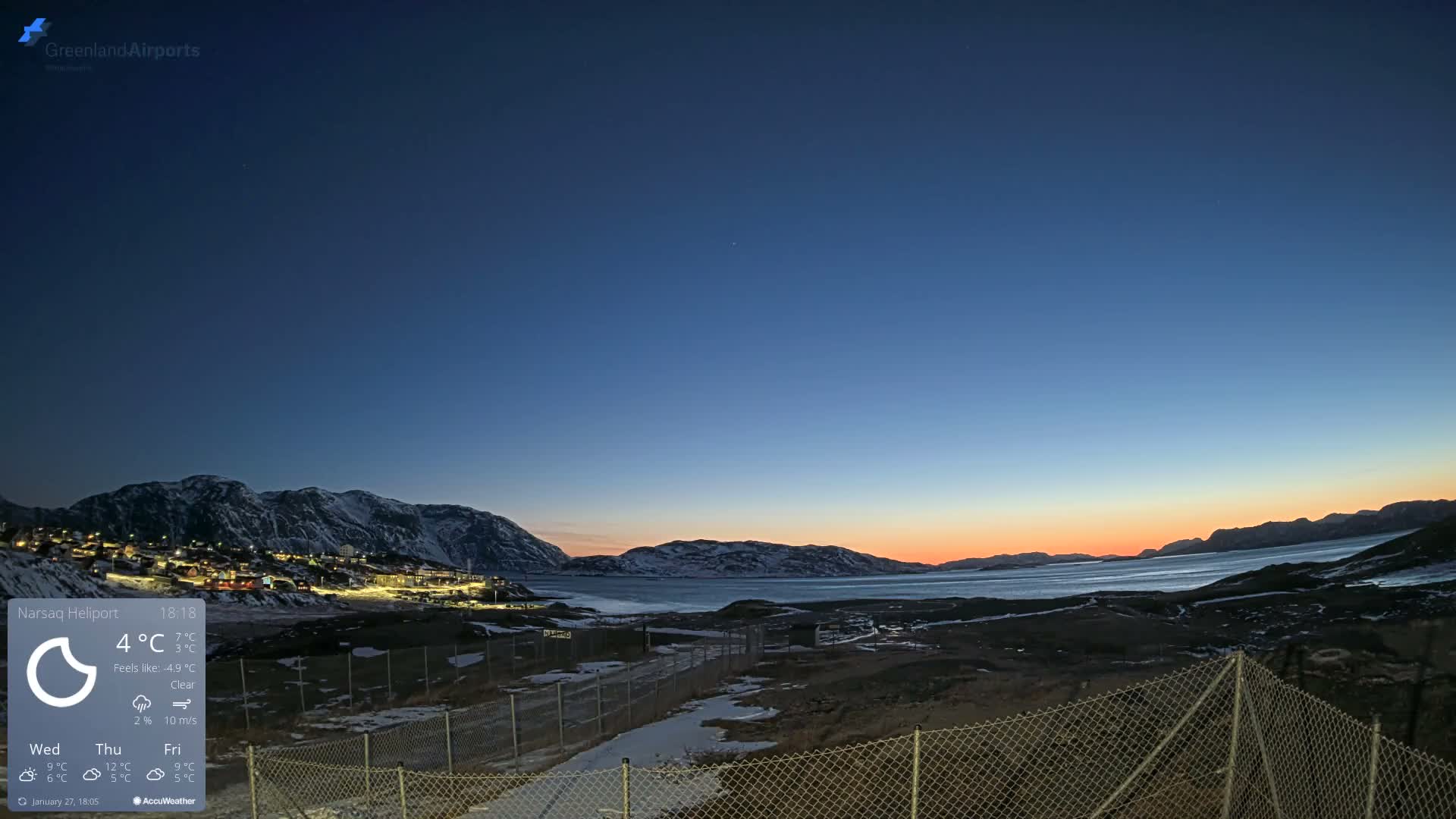 Narsaq Village & Heliport Live Cam - Narsaq, Kujalleq, Greenland, Denmark