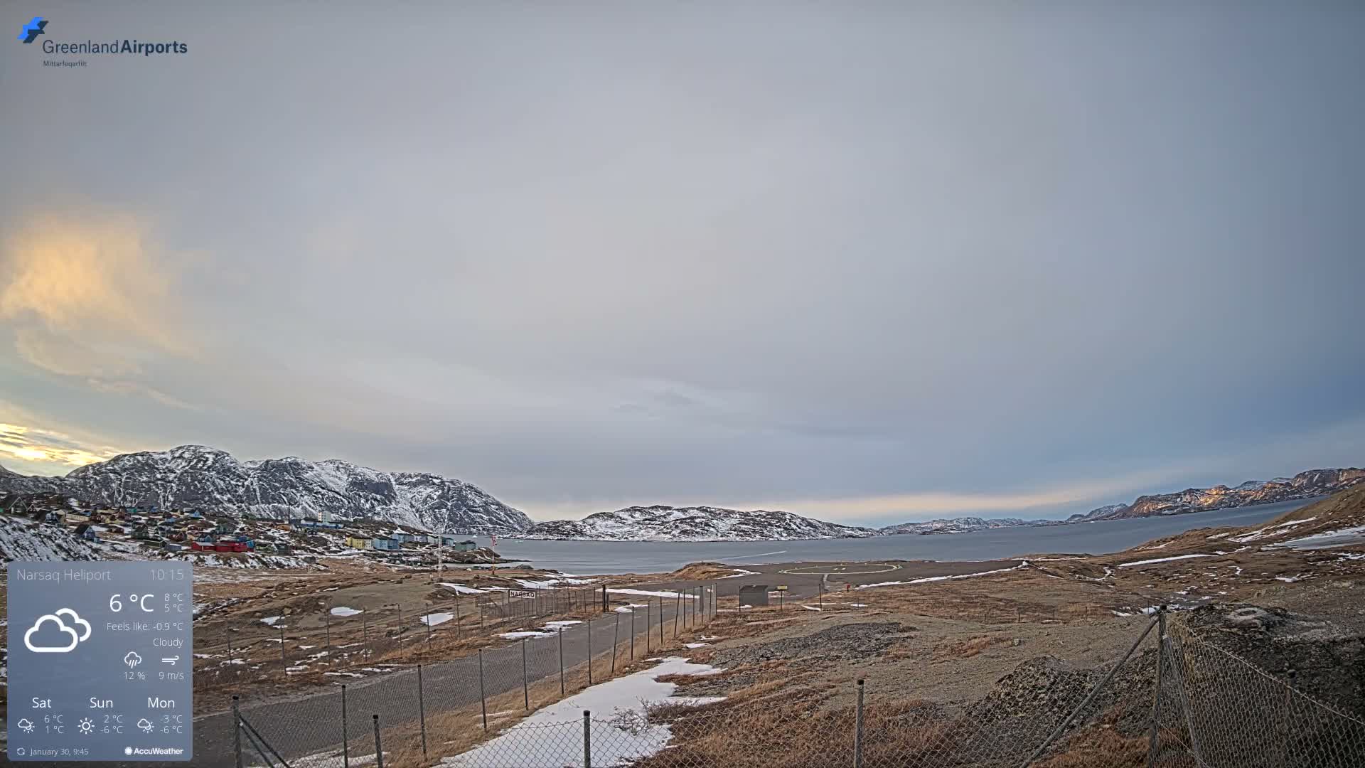 Narsaq Village & Heliport Live Cam - Narsaq, Kujalleq, Greenland, Denmark