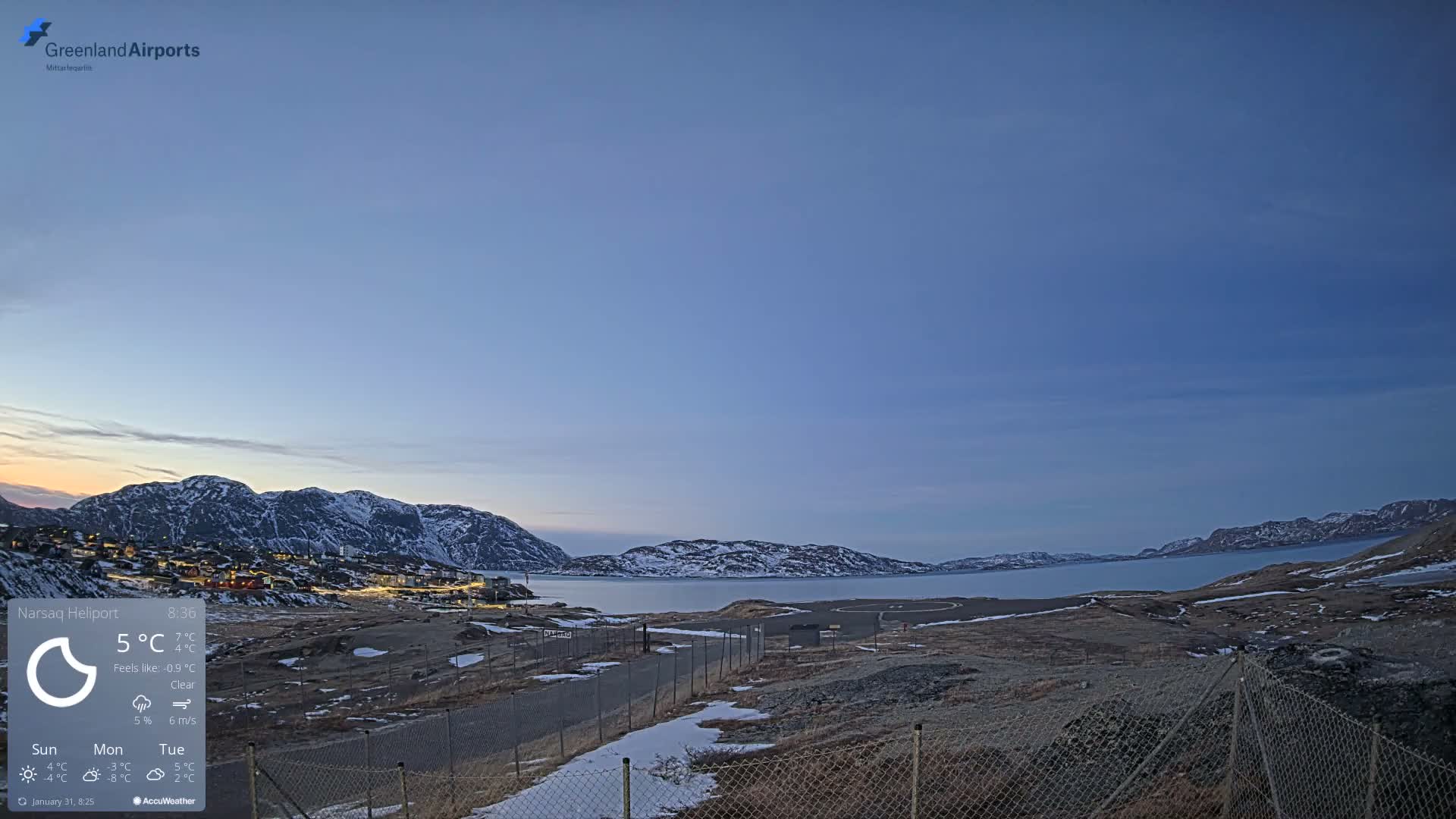 Narsaq Village & Heliport Live Cam - Narsaq, Kujalleq, Greenland, Denmark