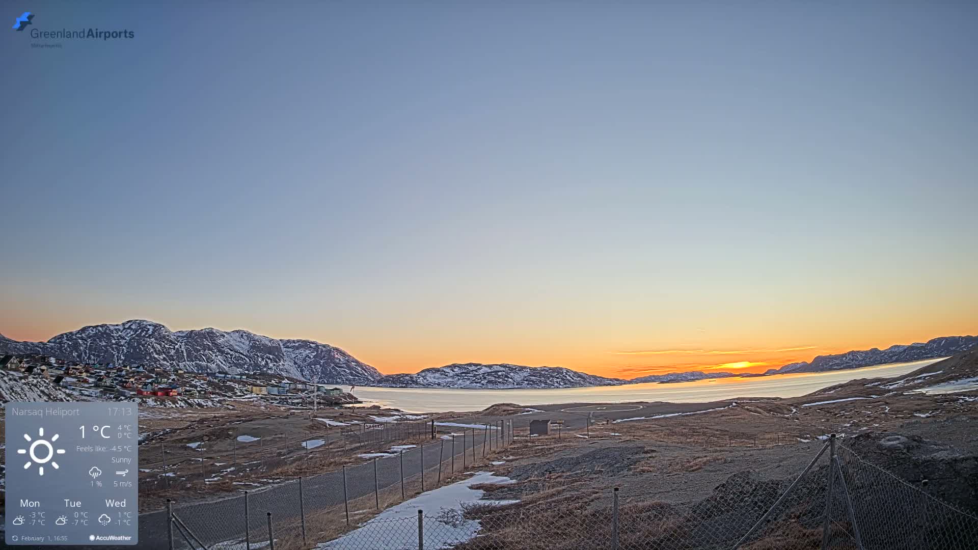Narsaq Village & Heliport Live Cam - Narsaq, Kujalleq, Greenland, Denmark