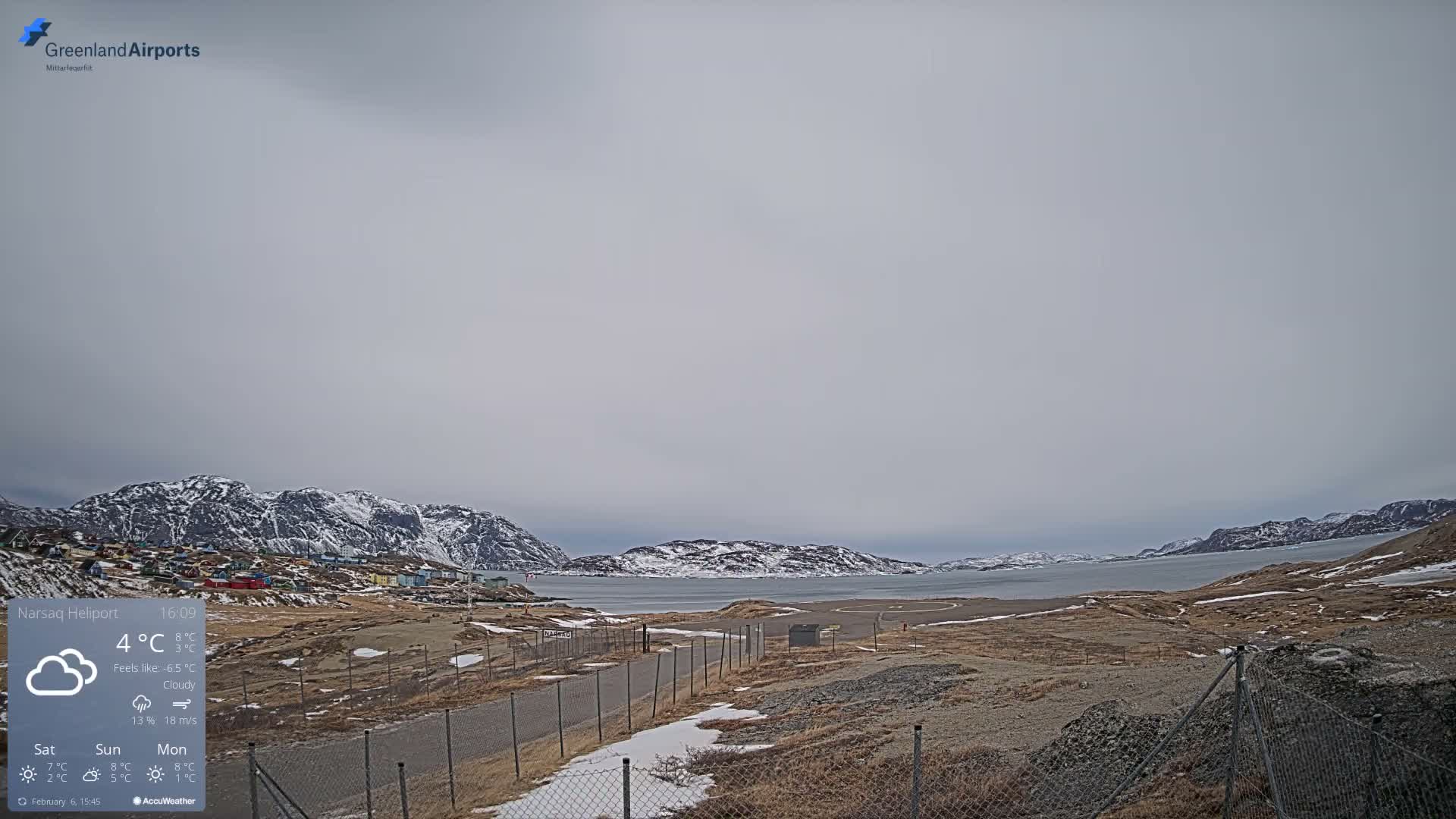 Narsaq Village & Heliport Live Cam - Narsaq, Kujalleq, Greenland, Denmark