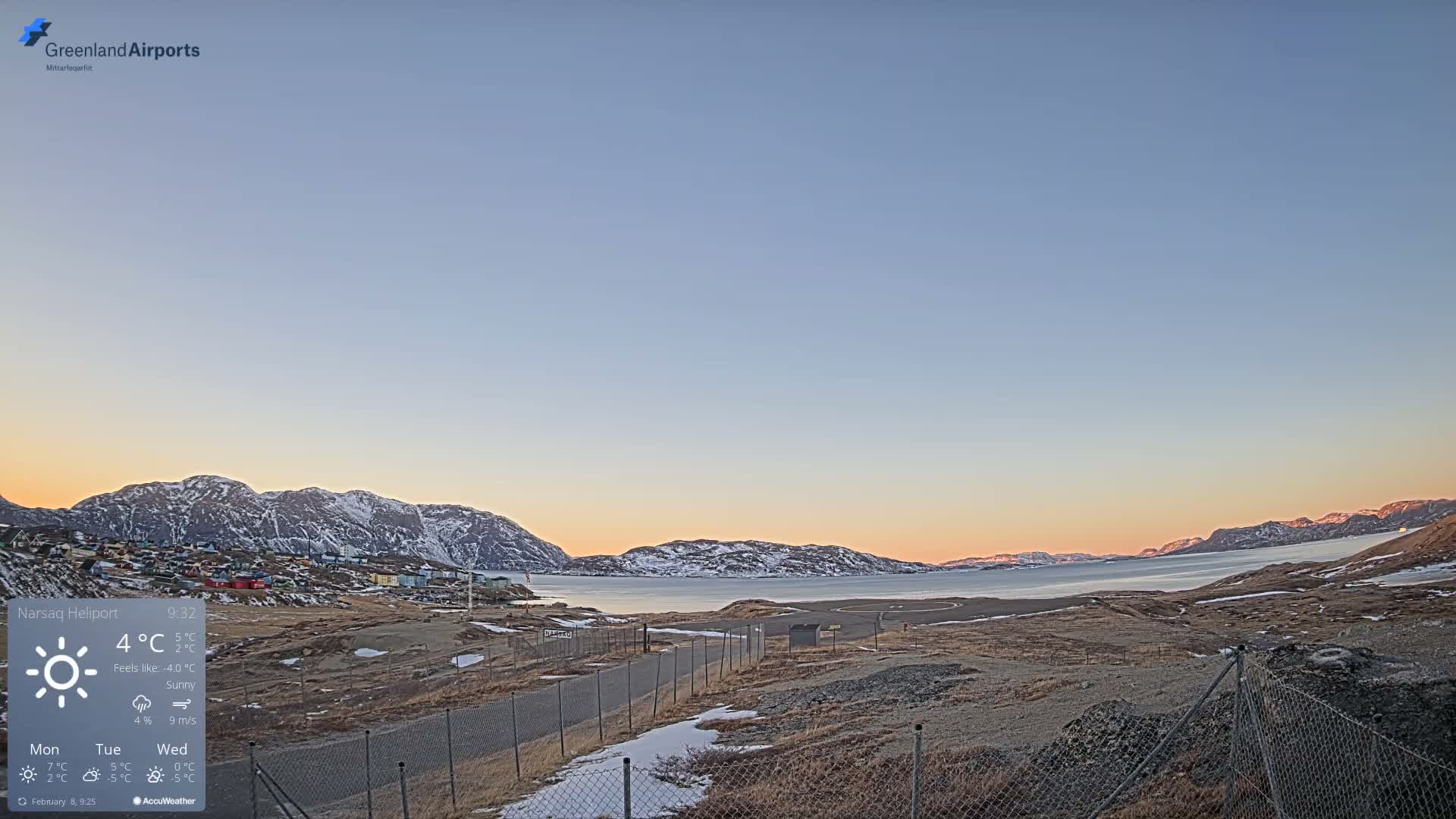 Narsaq Village & Heliport Live Cam - Narsaq, Kujalleq, Greenland, Denmark