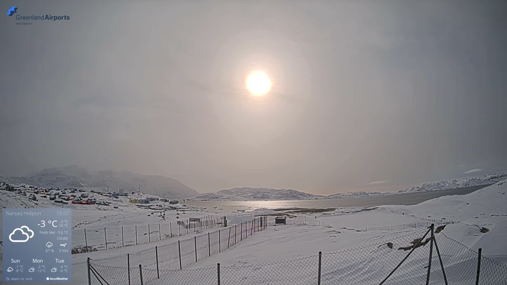Narsaq Village & Heliport Live Cam - Narsaq, Kujalleq, Greenland, Denmark