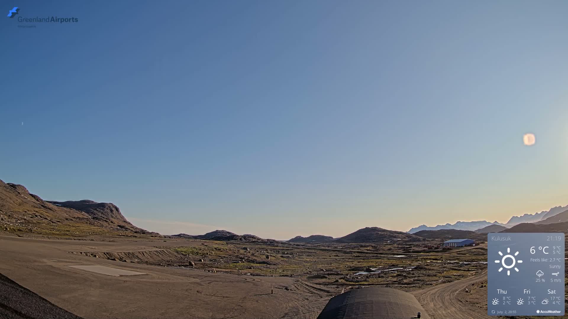 Kulusuk Airport West Towards Live Cam KUS / BGKK- Kulusuk, Sermersooq, Greenland, Denmark