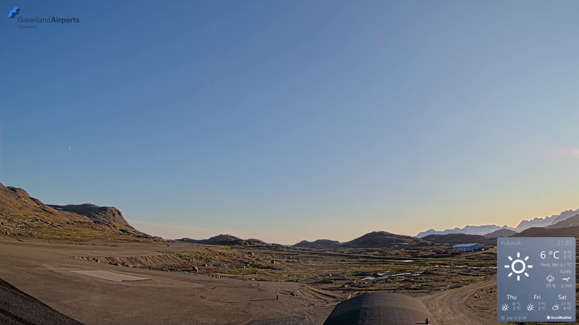 Kulusuk Airport West Towards Live Cam KUS / BGKK- Kulusuk, Sermersooq, Greenland, Denmark