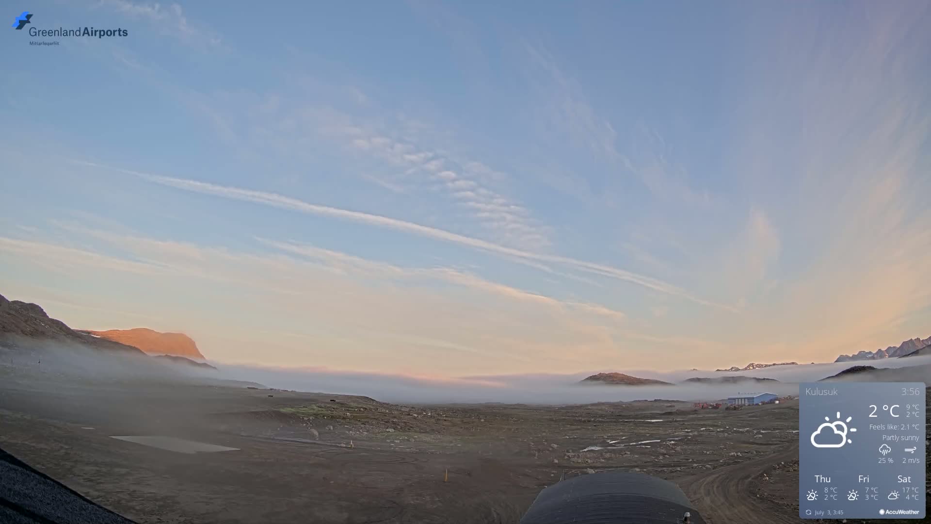 Kulusuk Airport West Towards Live Cam KUS / BGKK- Kulusuk, Sermersooq, Greenland, Denmark